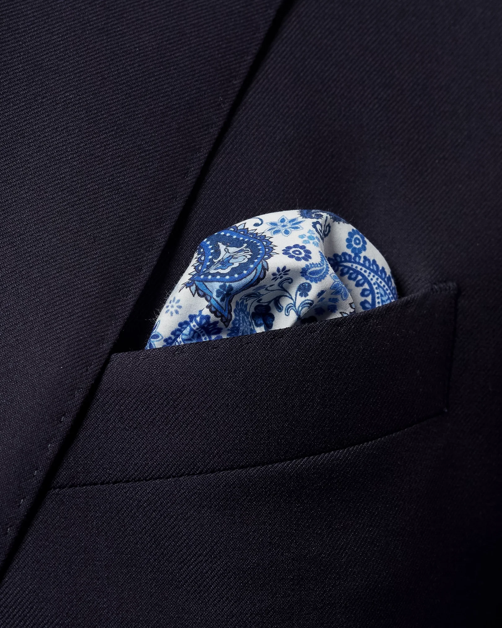 Eton - blue paisley cotton pocket square