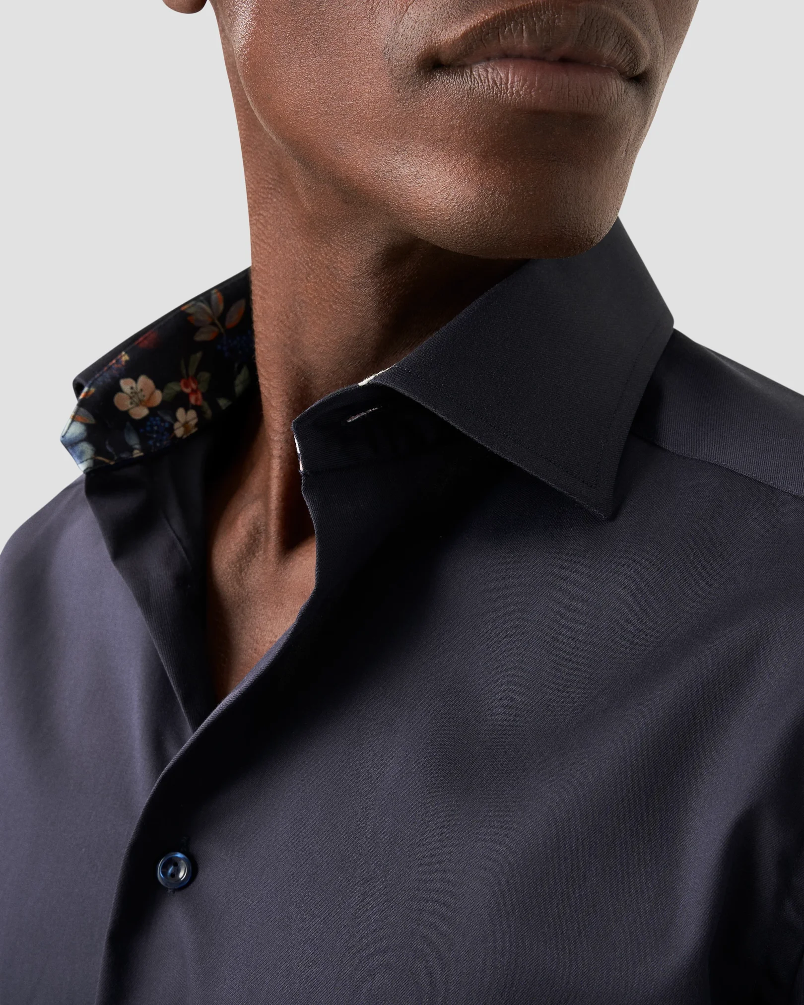 Eton - navy blue signature twill shirt with special details
