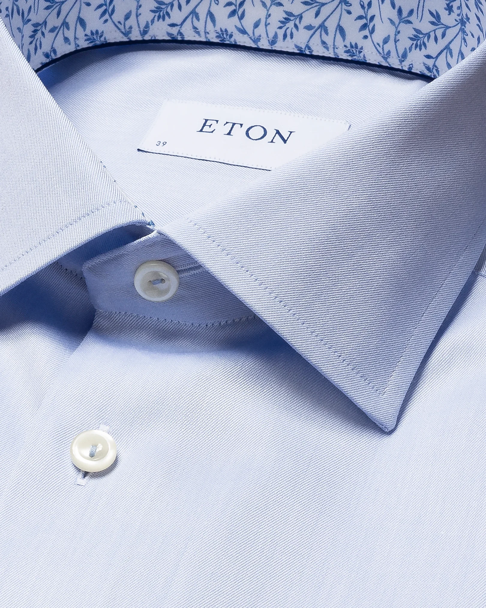 Eton - blue signature twill shirt floral details