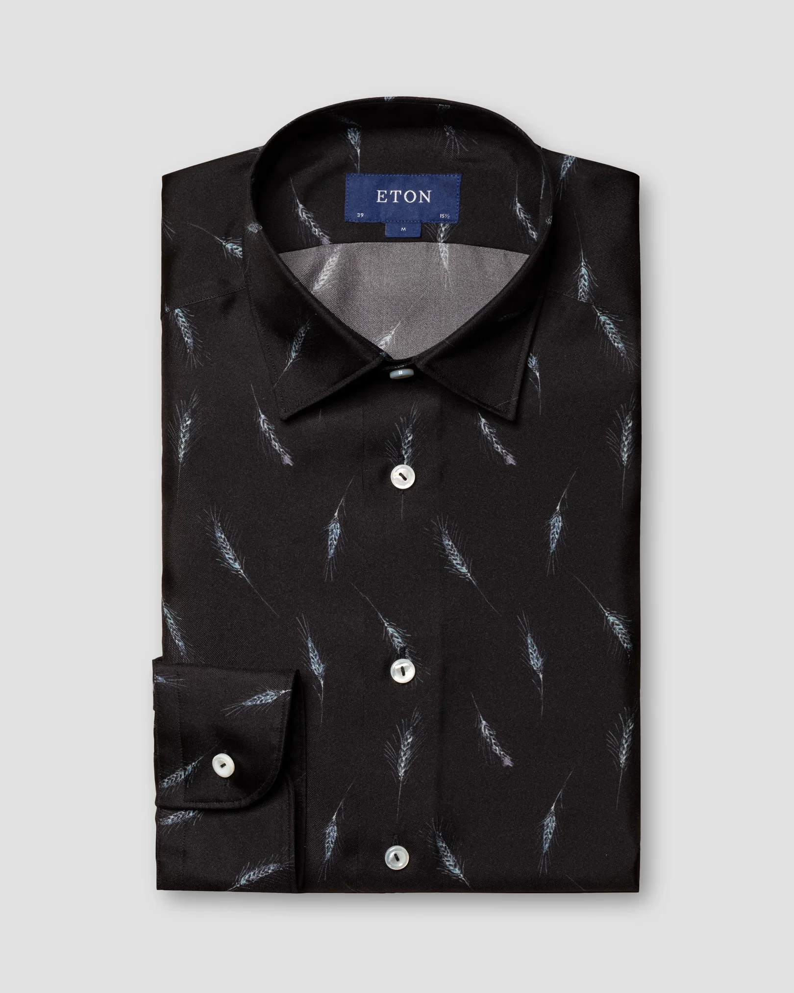 Eton - black silk twill wheat shirt