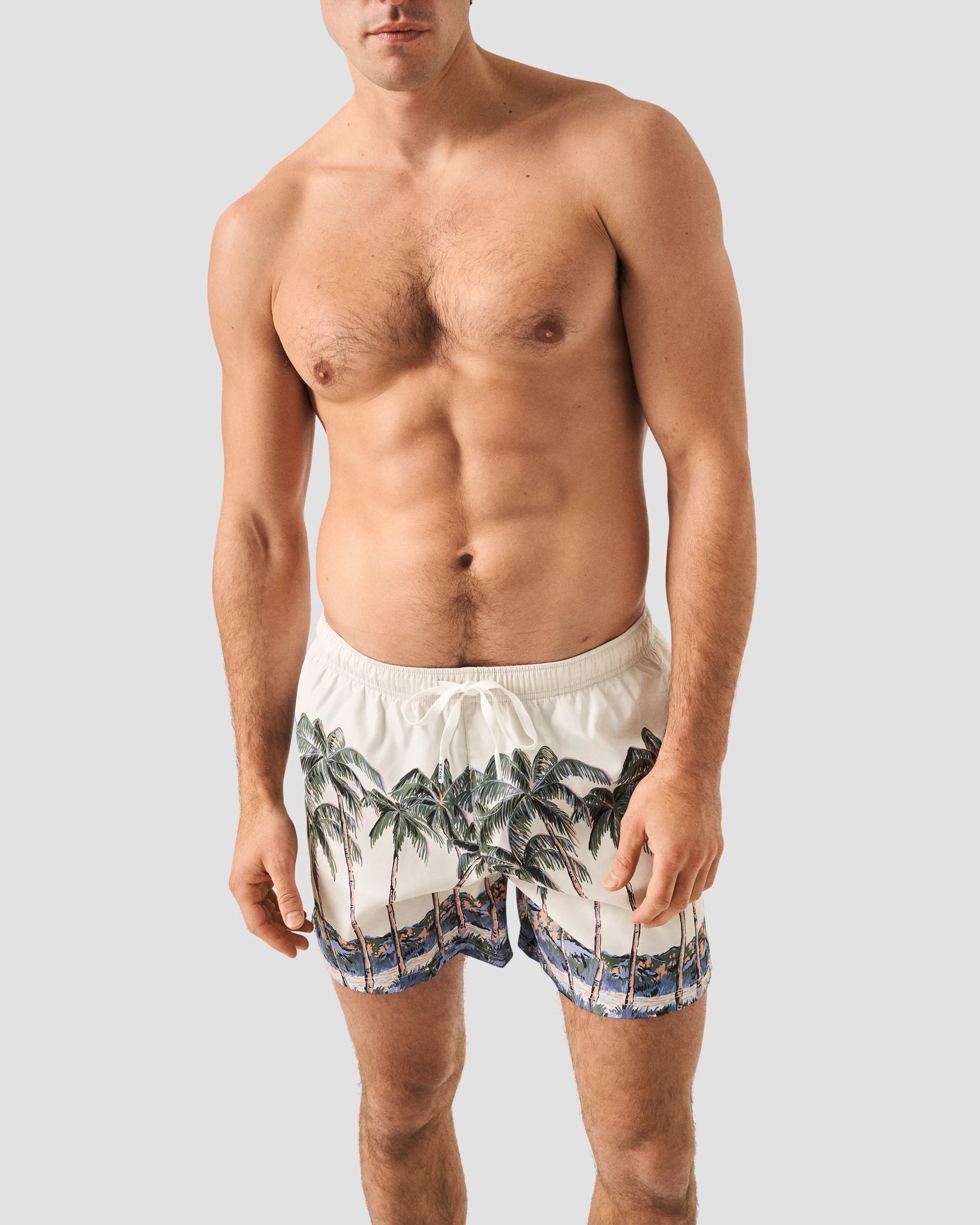 Eton - mid green palm tree swim shorts