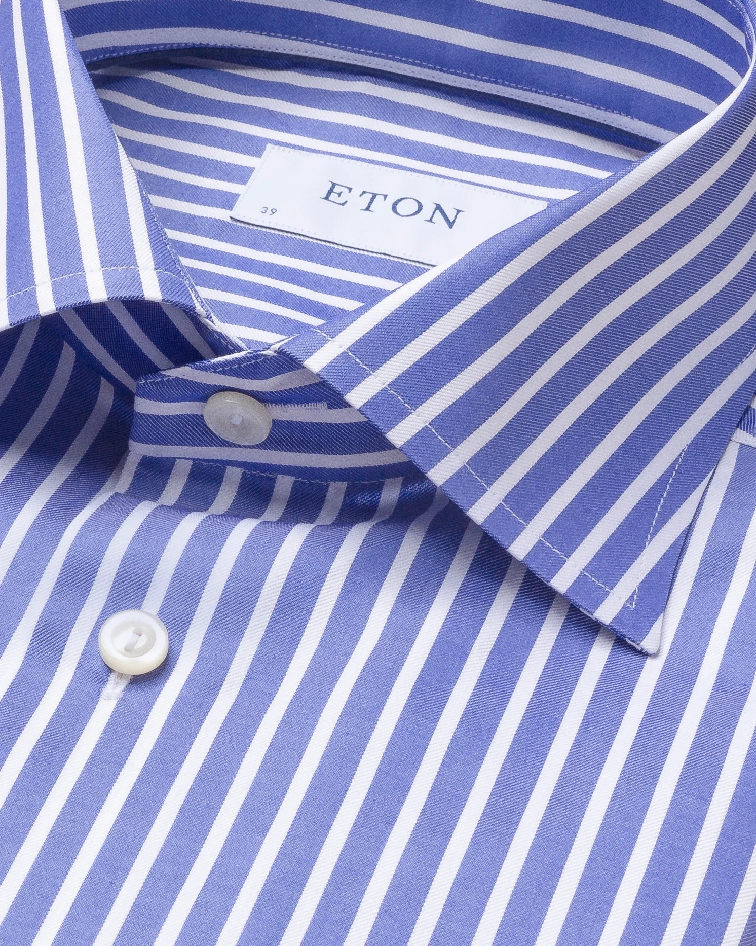 Eton - blue bengal striped twill shirt