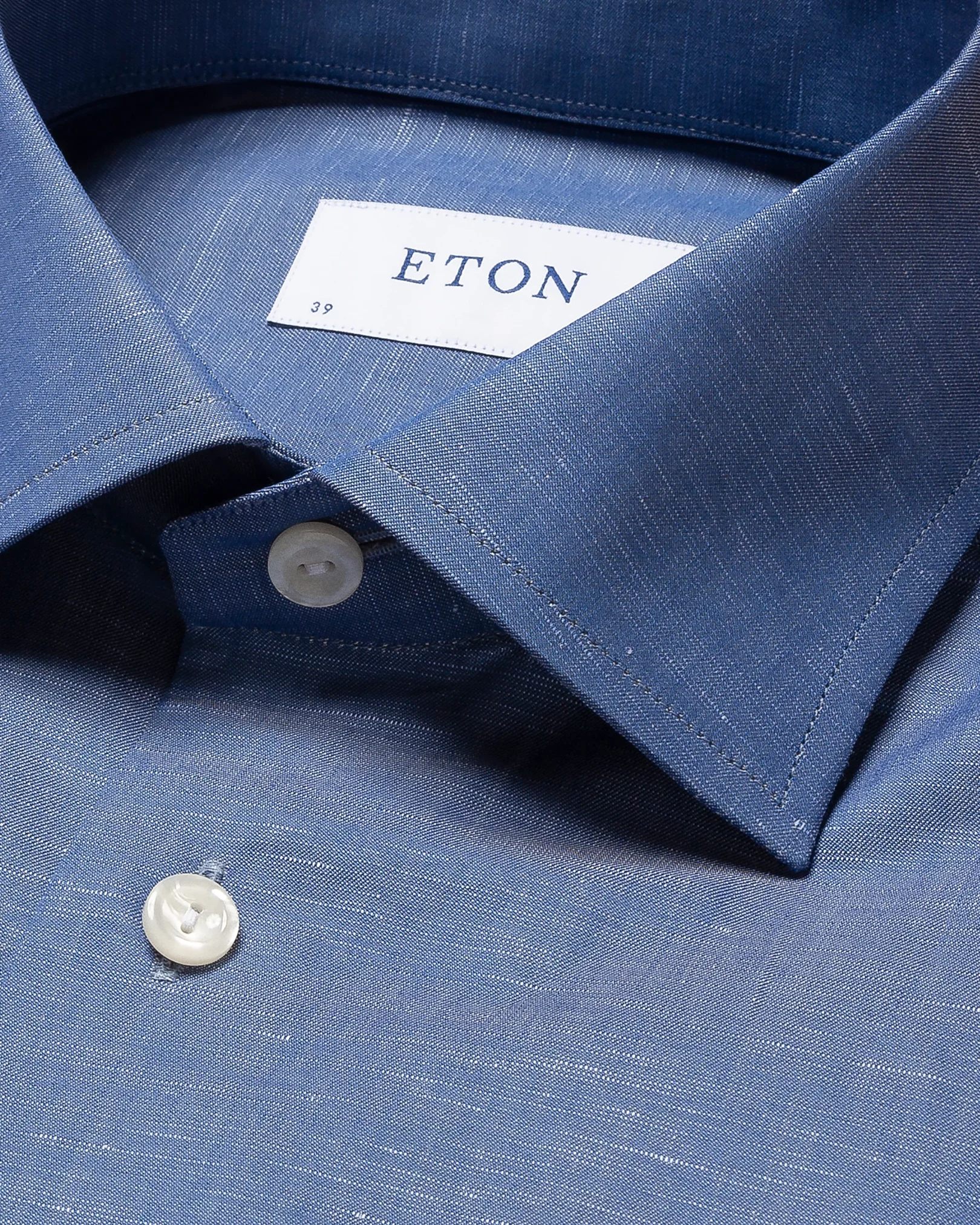 Eton - mid blue textured twill shirt