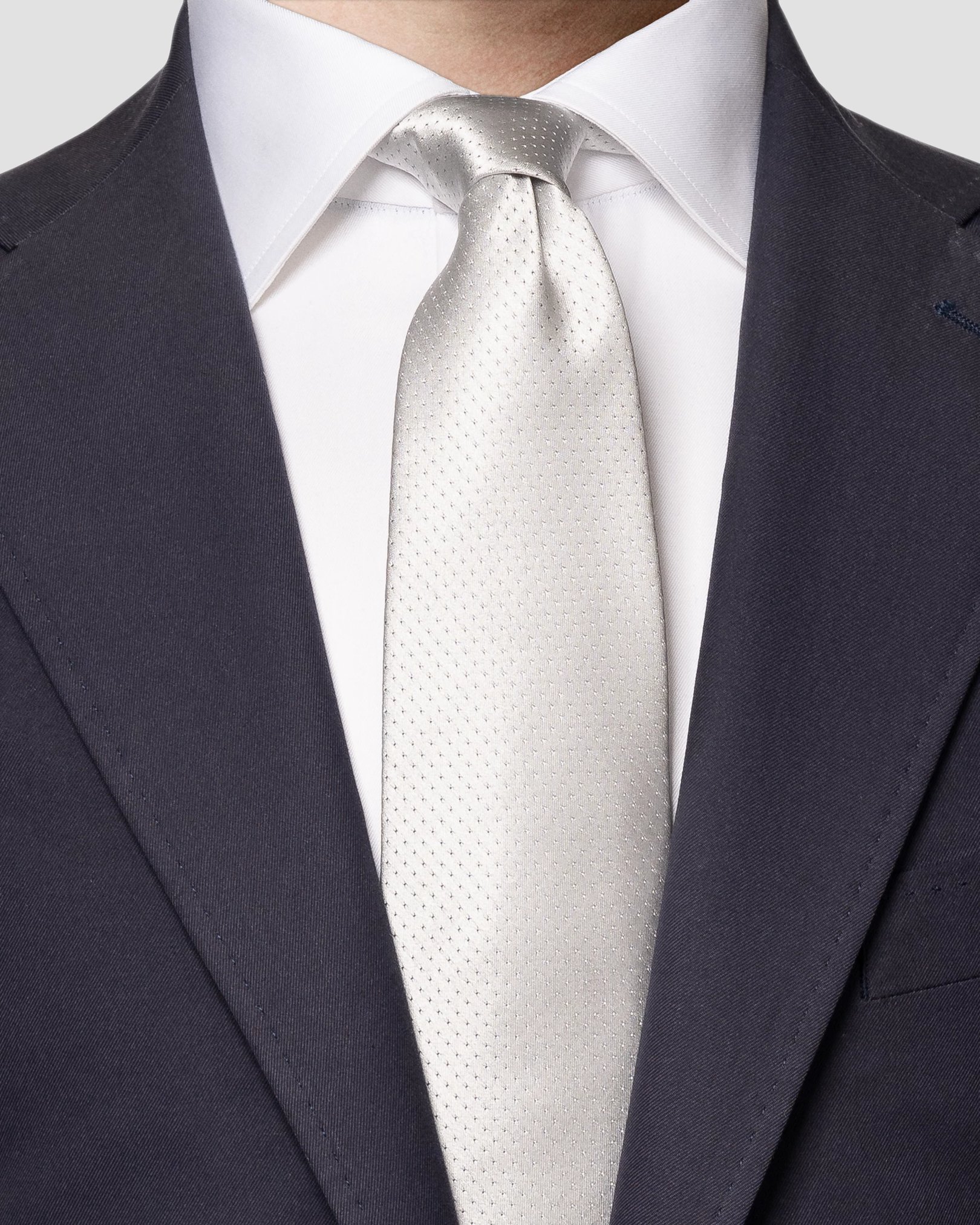 Eton - light grey pin dot tie
