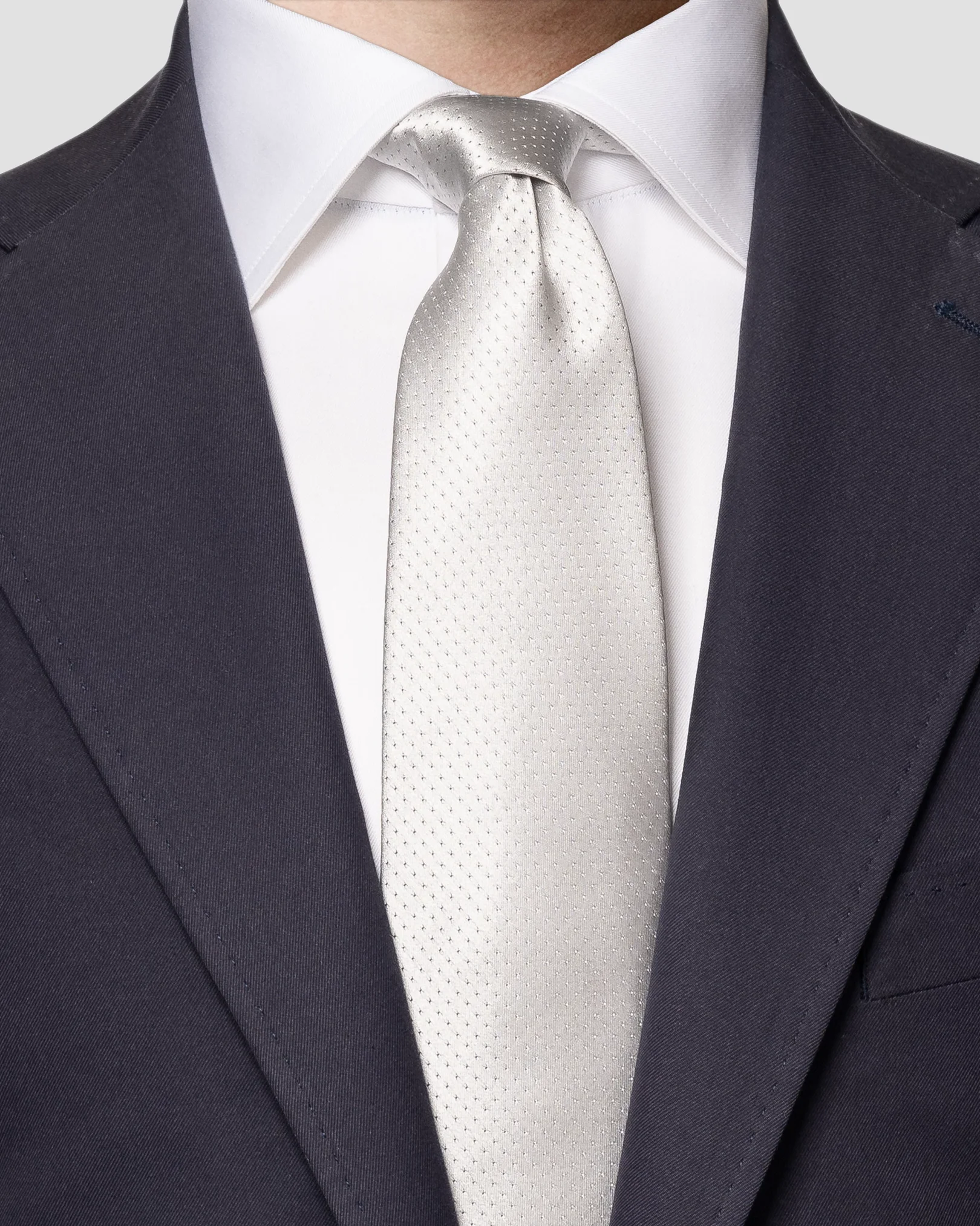 Eton - light grey pin dot tie