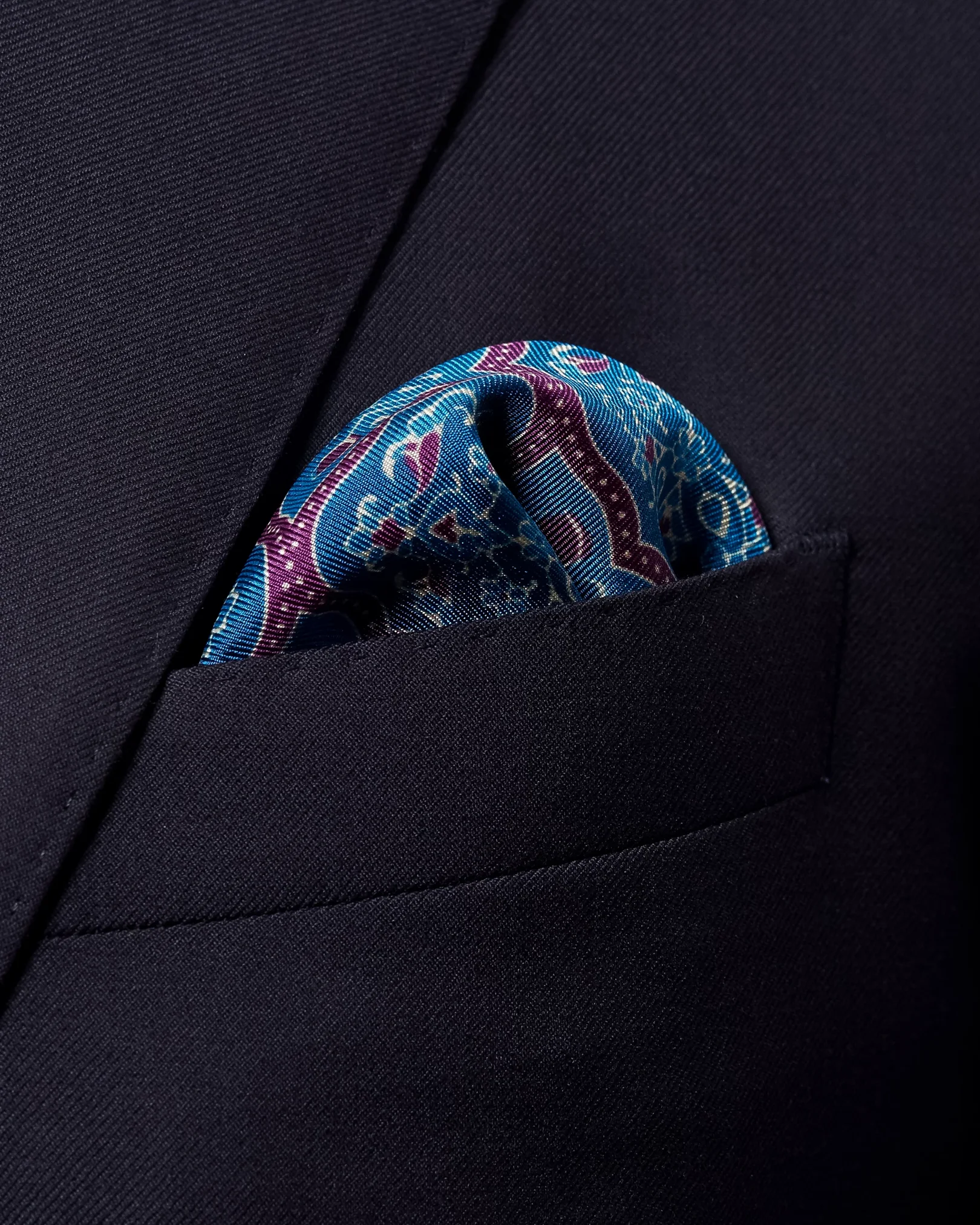 Eton - blue purple medallion pocket square