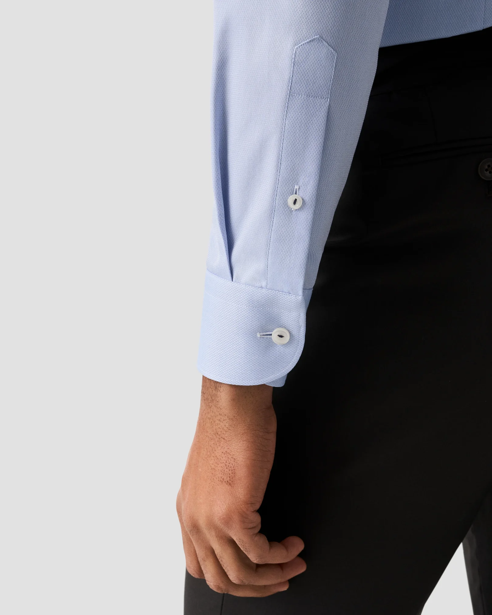 Eton - light blue semi solid signature dobby shirt