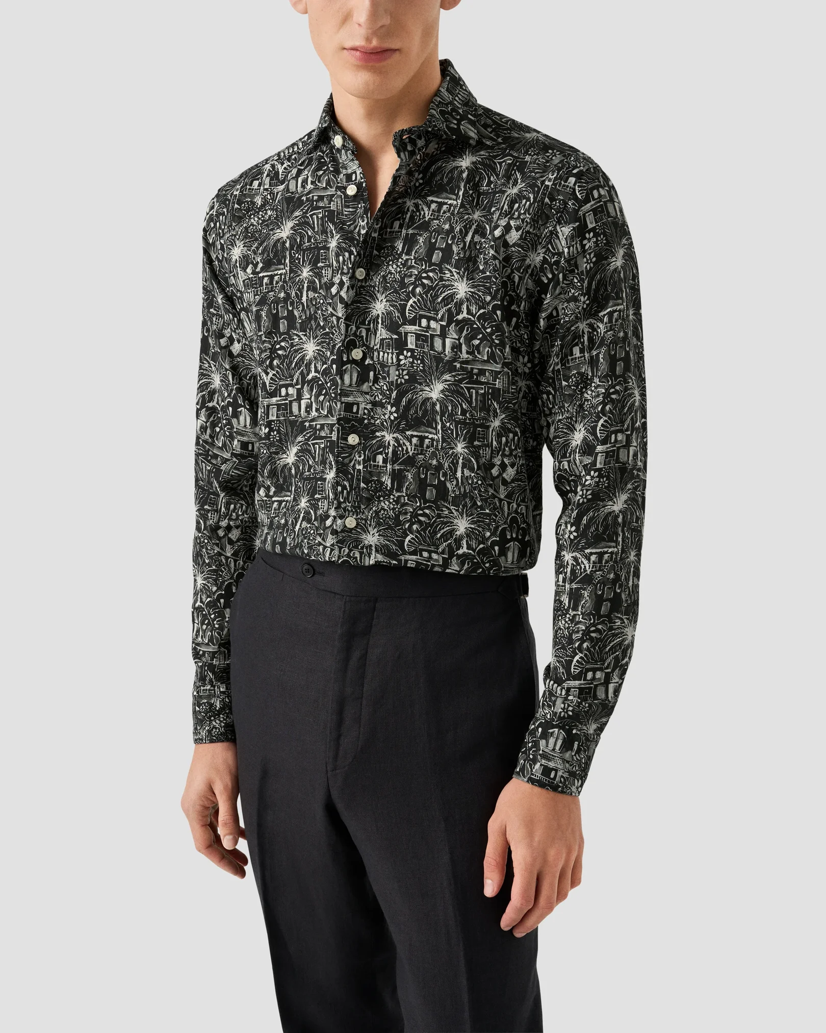 Eton - black gaudi garden print shirt