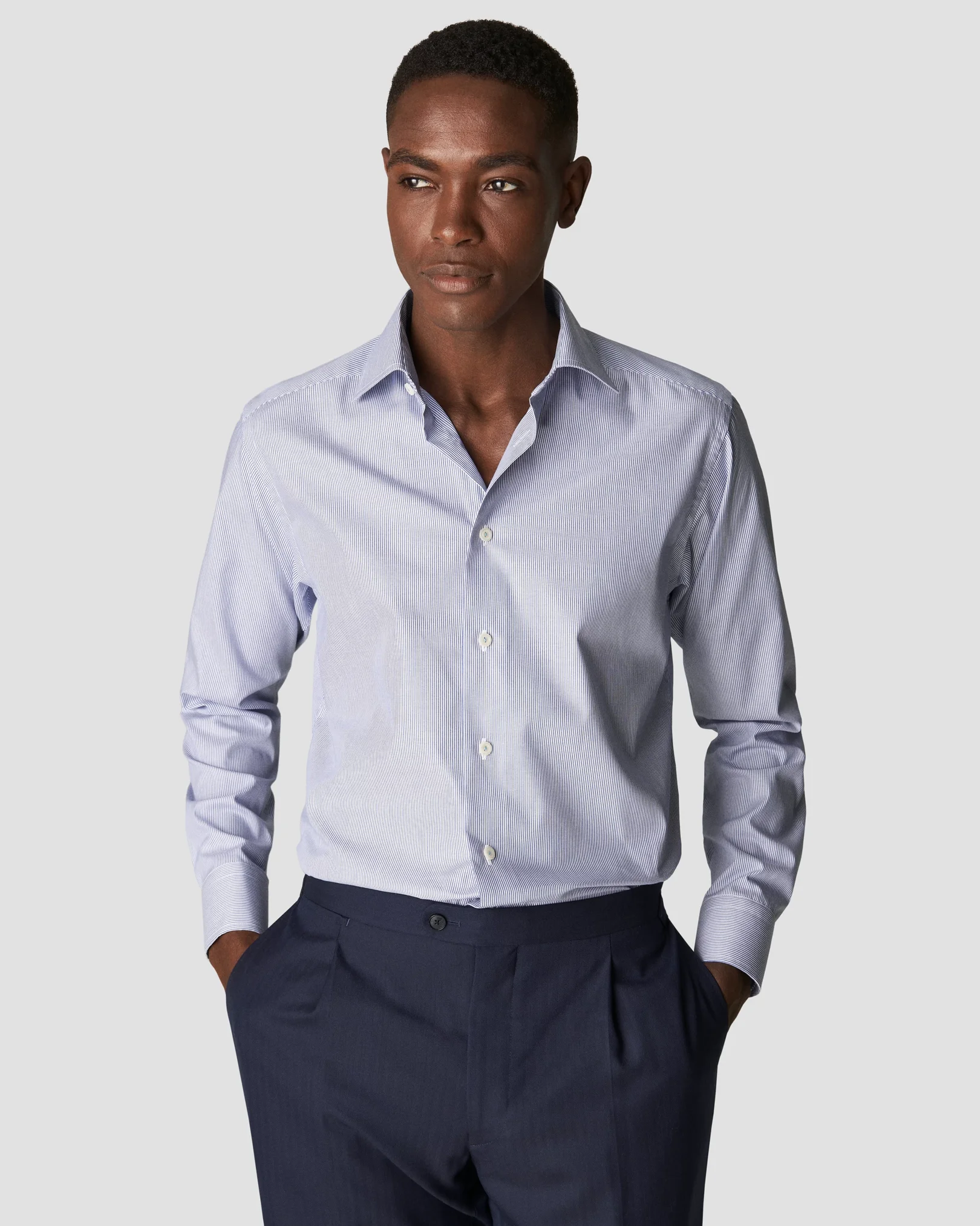 Eton - mid blue poplin cutaway shirt