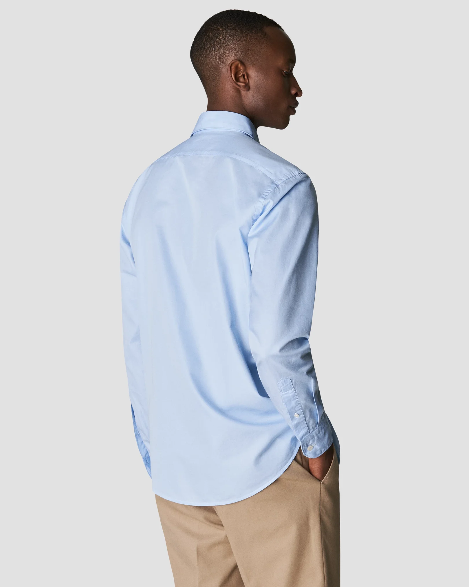 Eton - light blue twill cotton tencel blend