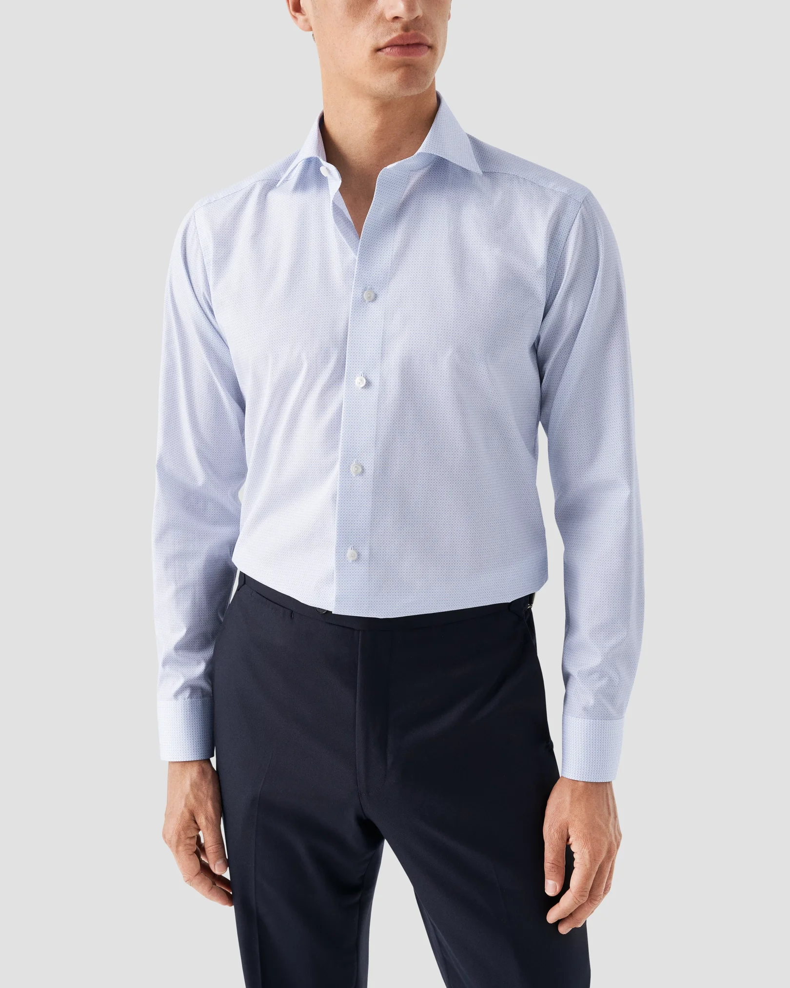 Eton - Light Blue Micro Print Poplin Shirt