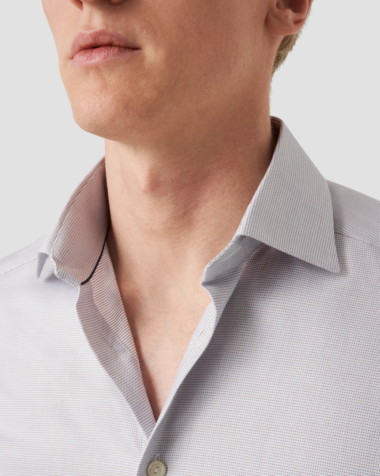 Eton - beige semi solid cotton tencel tm lyocell shirt