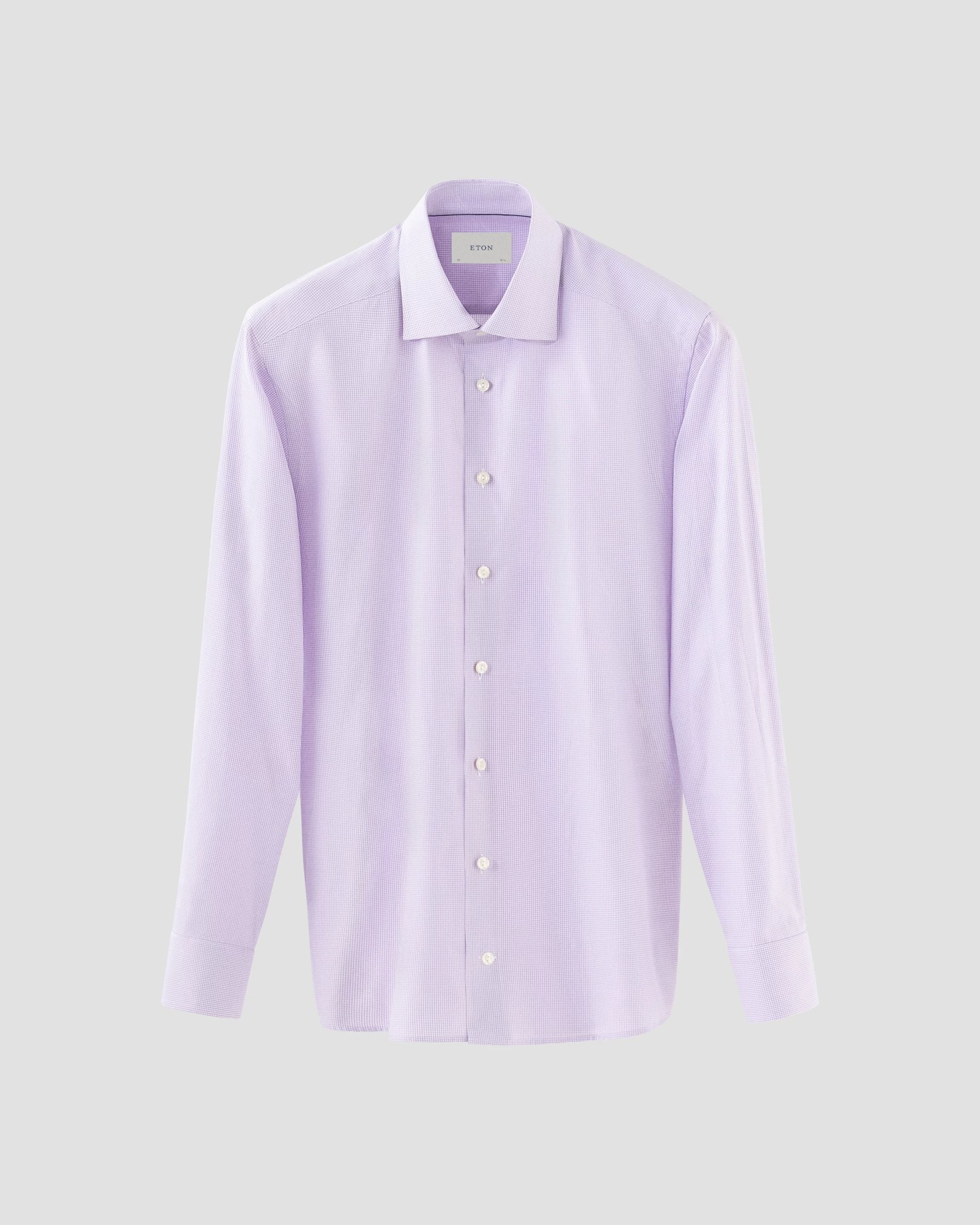 Eton - light purple fine check signature twill shirt