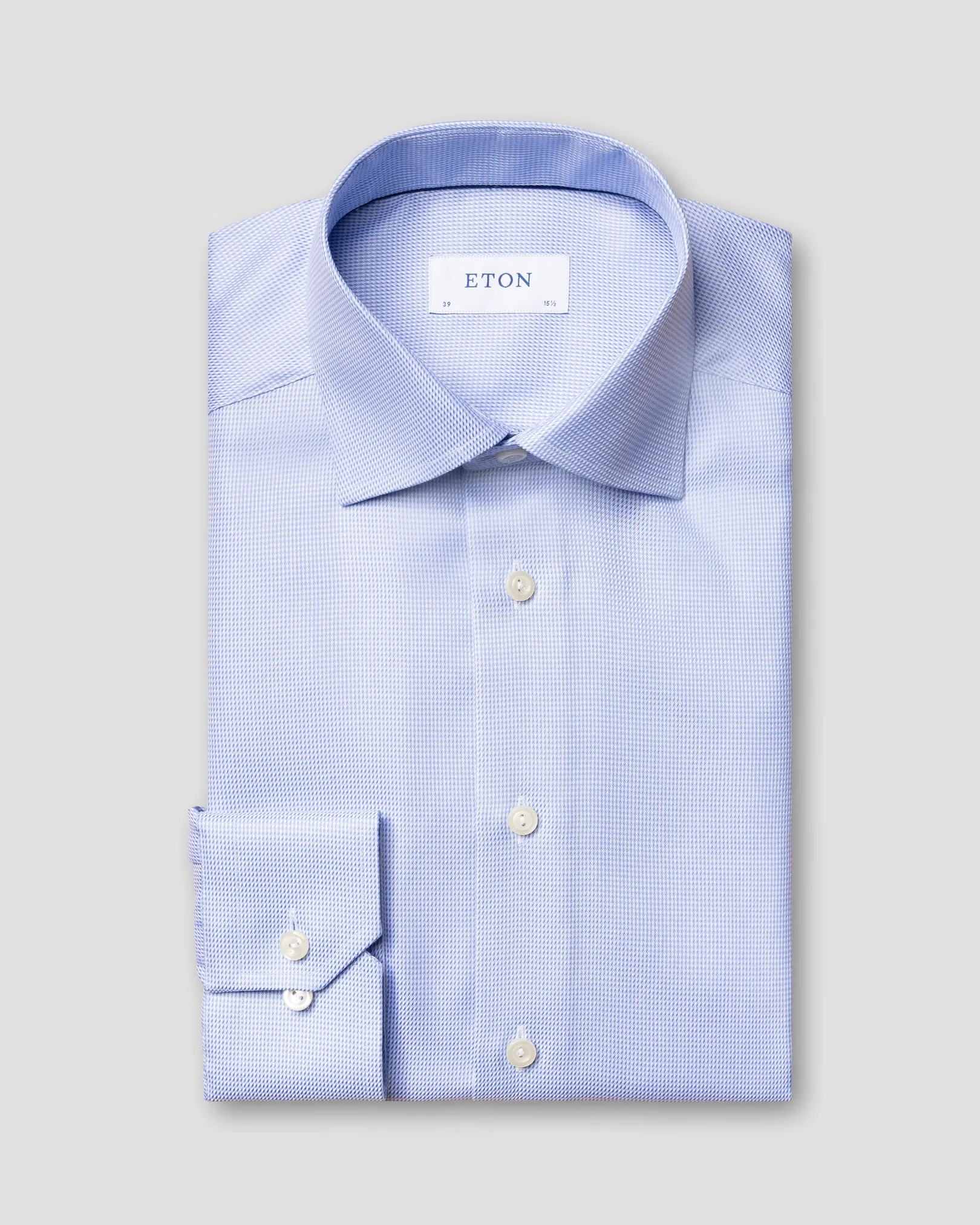 Eton - Hellblau gemustertes Twill-Hemd