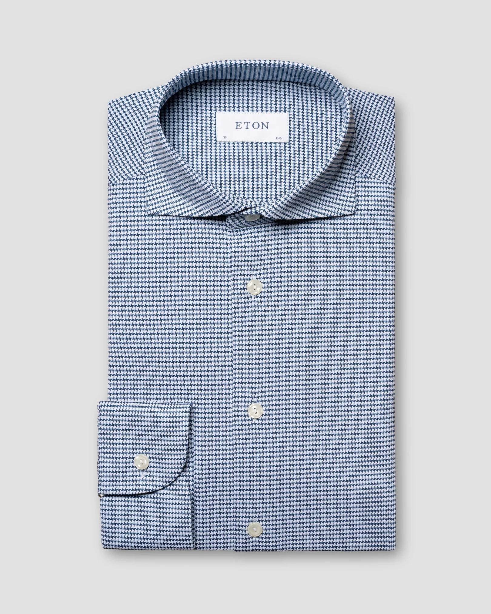 Eton - Blue Houndstooth Four-Way Stretch Shirt