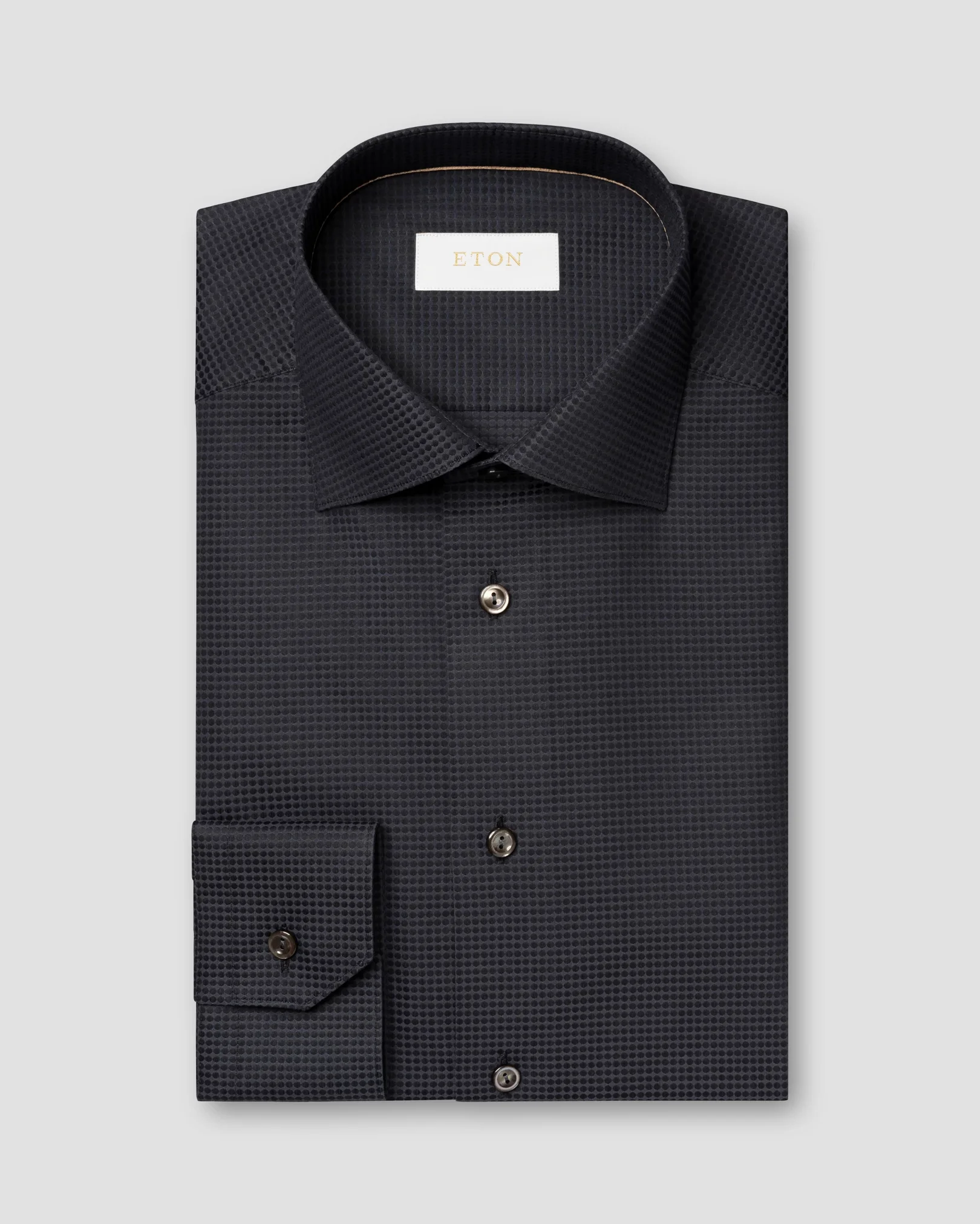 Eton - dark grey polka dot elevated pique shirt
