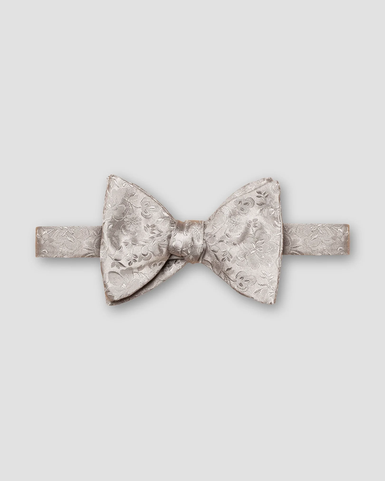 Eton - Light Gray Floral Jacquard Silk Bow Tie — Self Tied