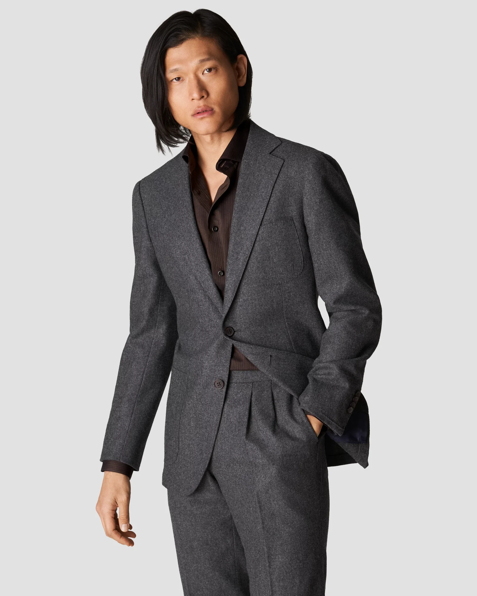 Eton - brown lightweight flannel