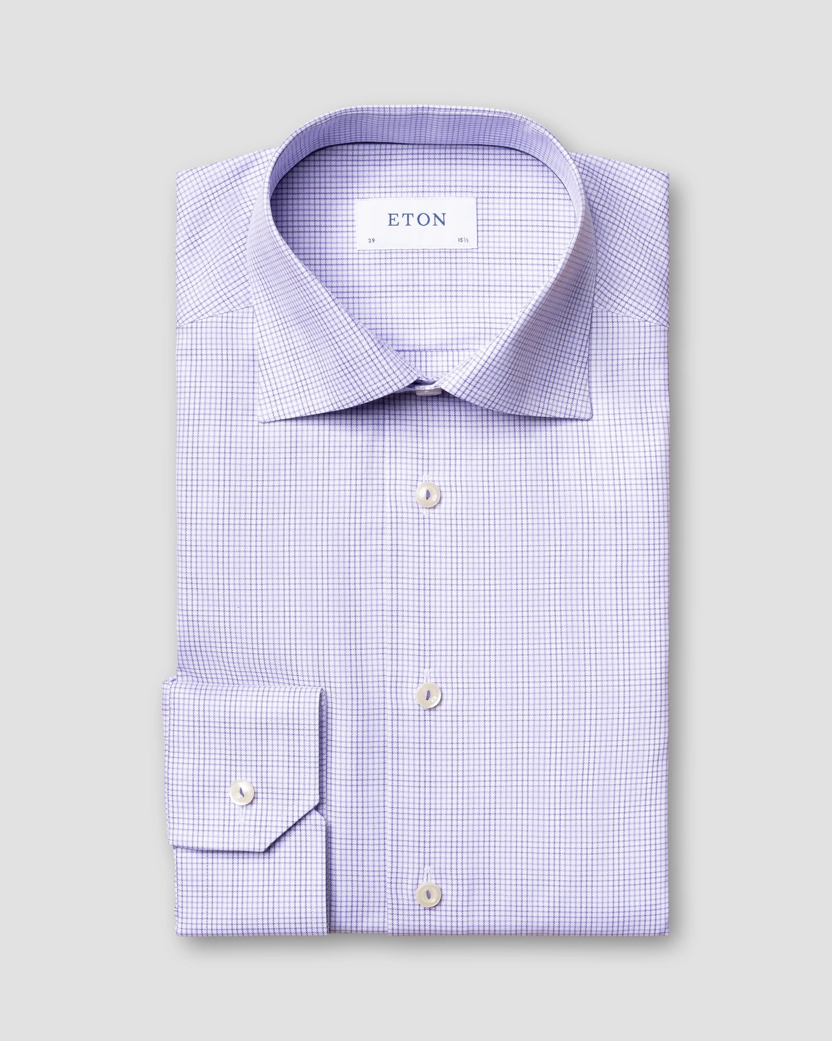 Eton - purple double checked twill shirt