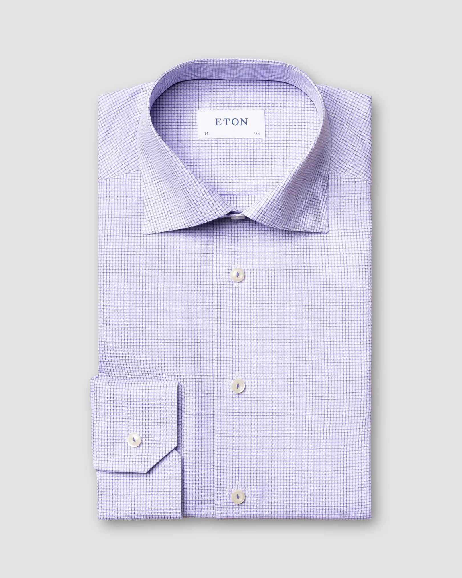 Eton - purple double checked twill shirt