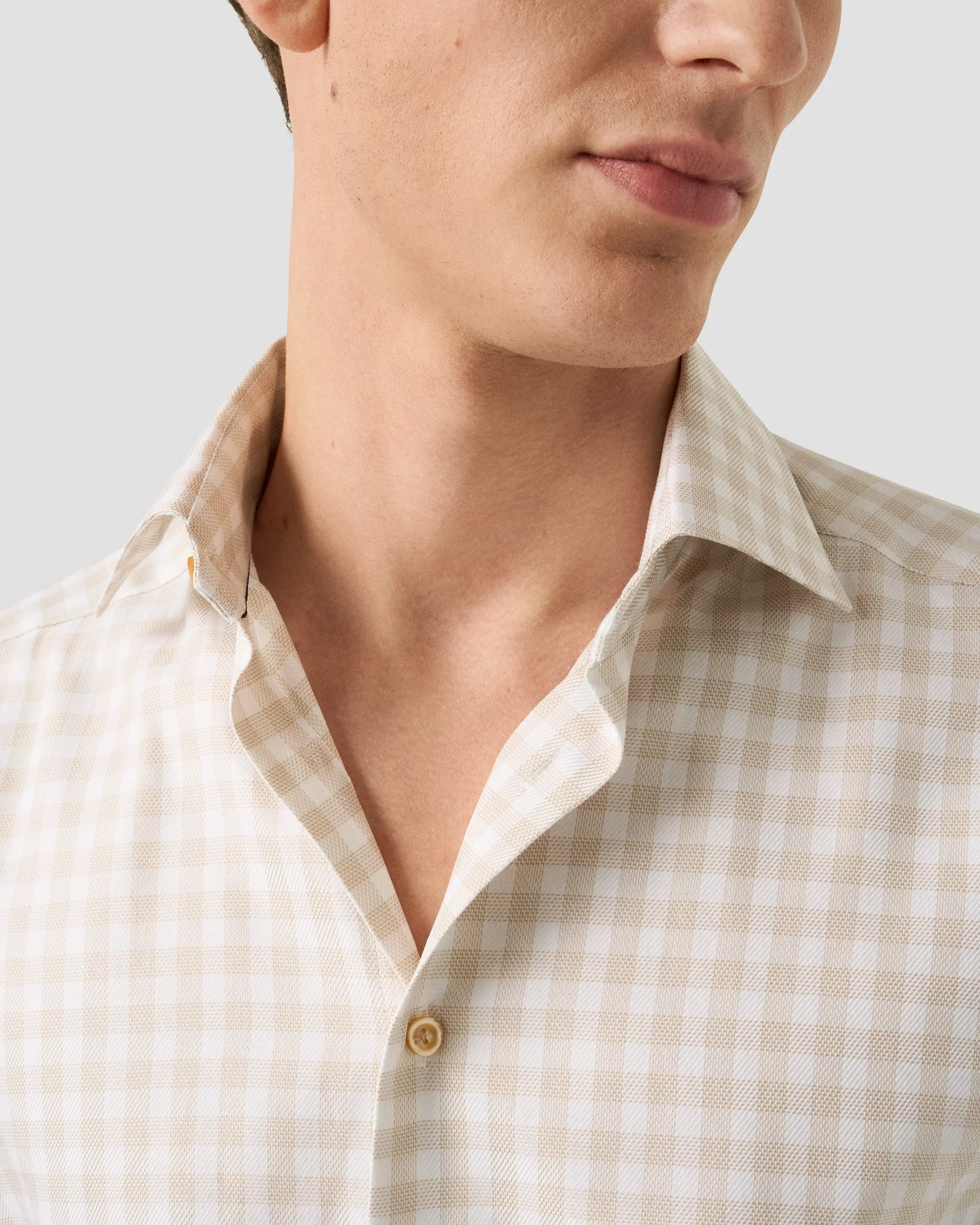 Eton - beige check signature twill shirt