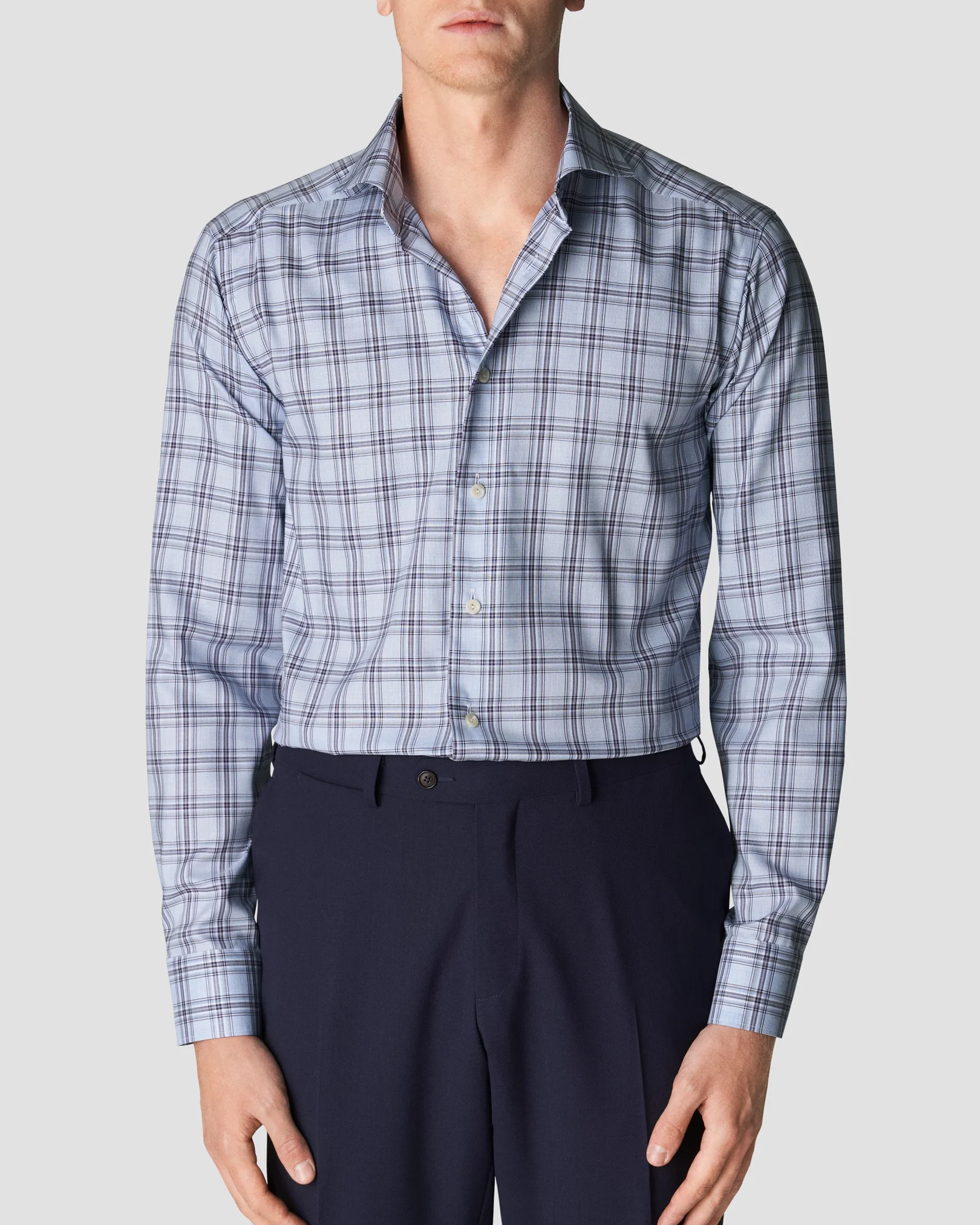 Eton - mid blue oxford wide spread