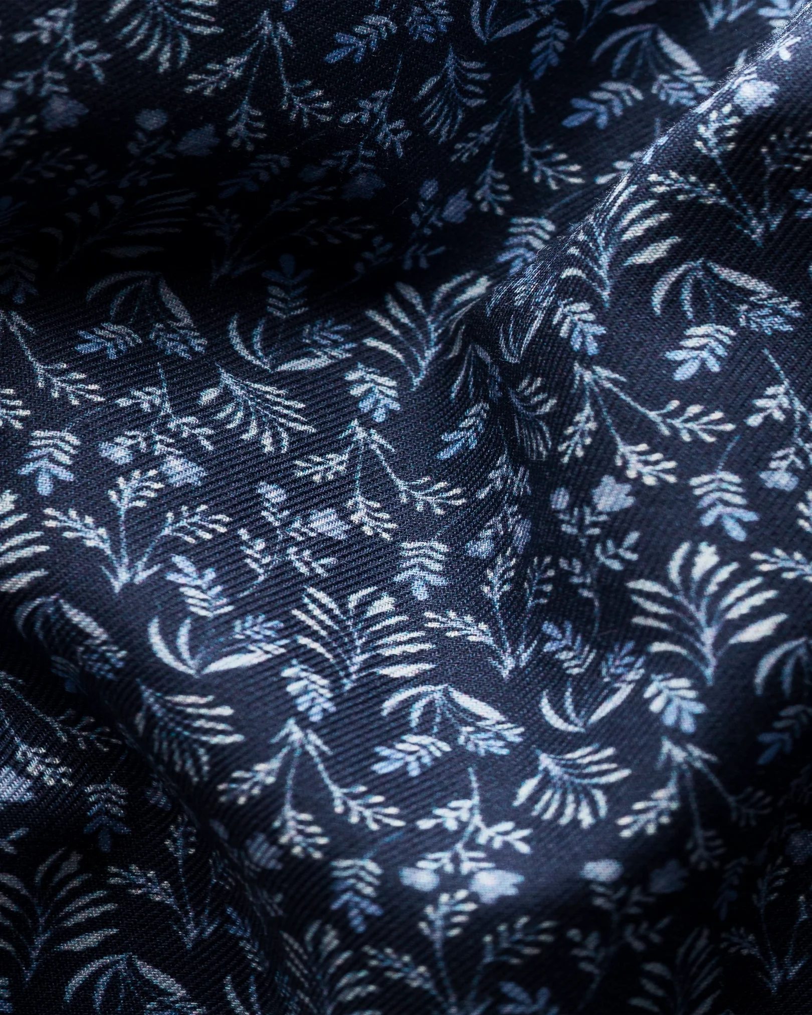 Eton - navy flannel floral print shirt pointed