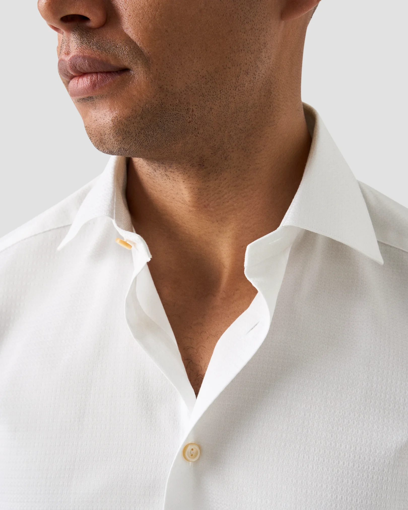 Eton - white semi solid elevated pique shirt