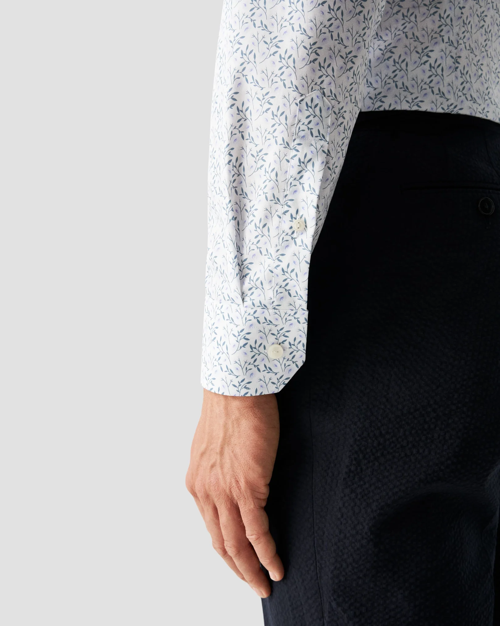 Eton - mid blue floral poplin