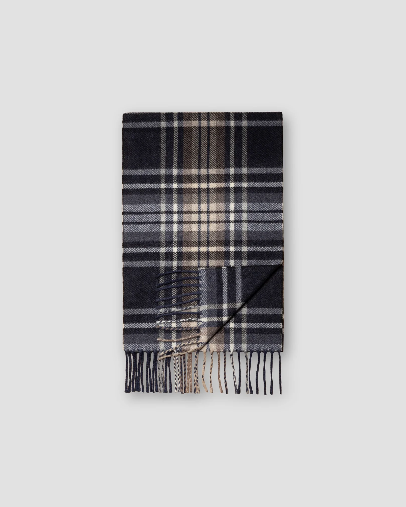 Eton - navy blue plaid scarf