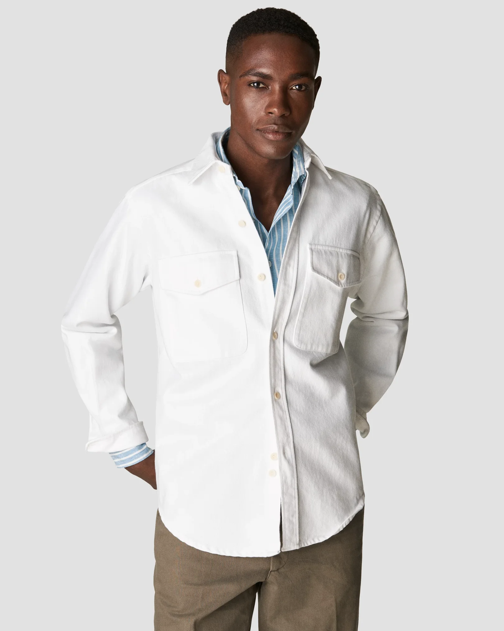 Eton - mid blue striped linen