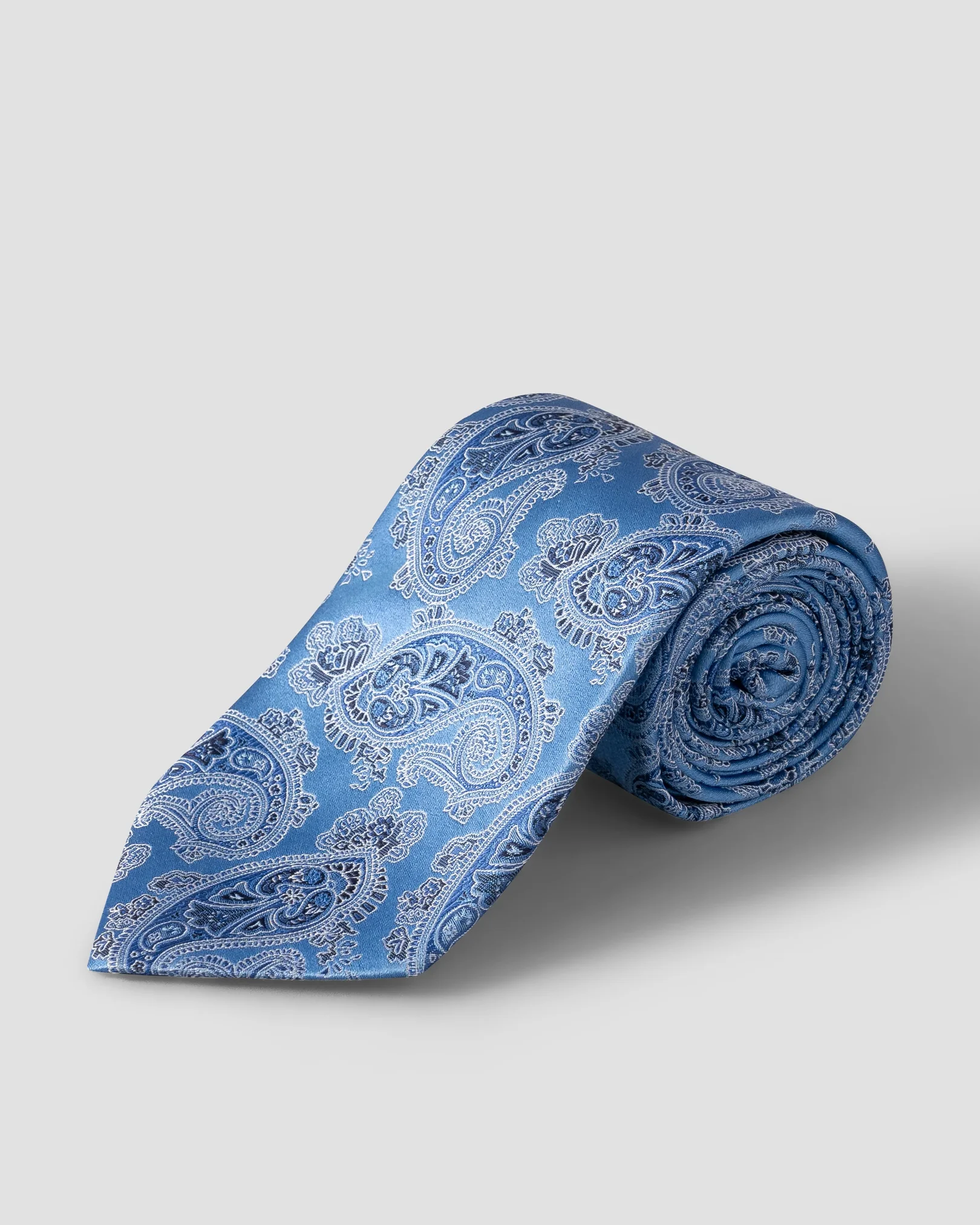 Eton - mid blue paisley woven silk tie