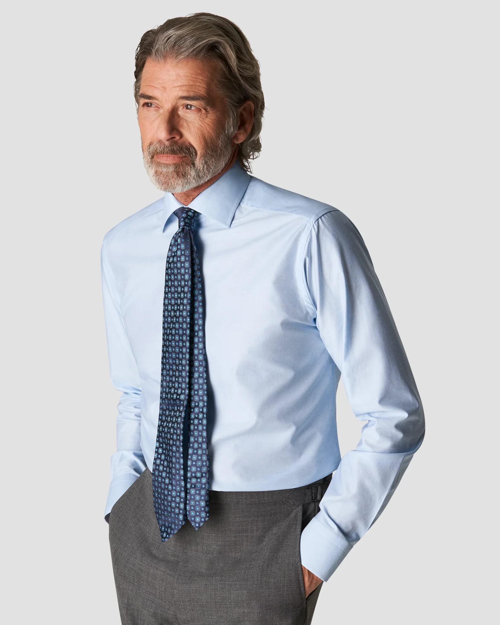 Eton - light blue signature twill paspoal