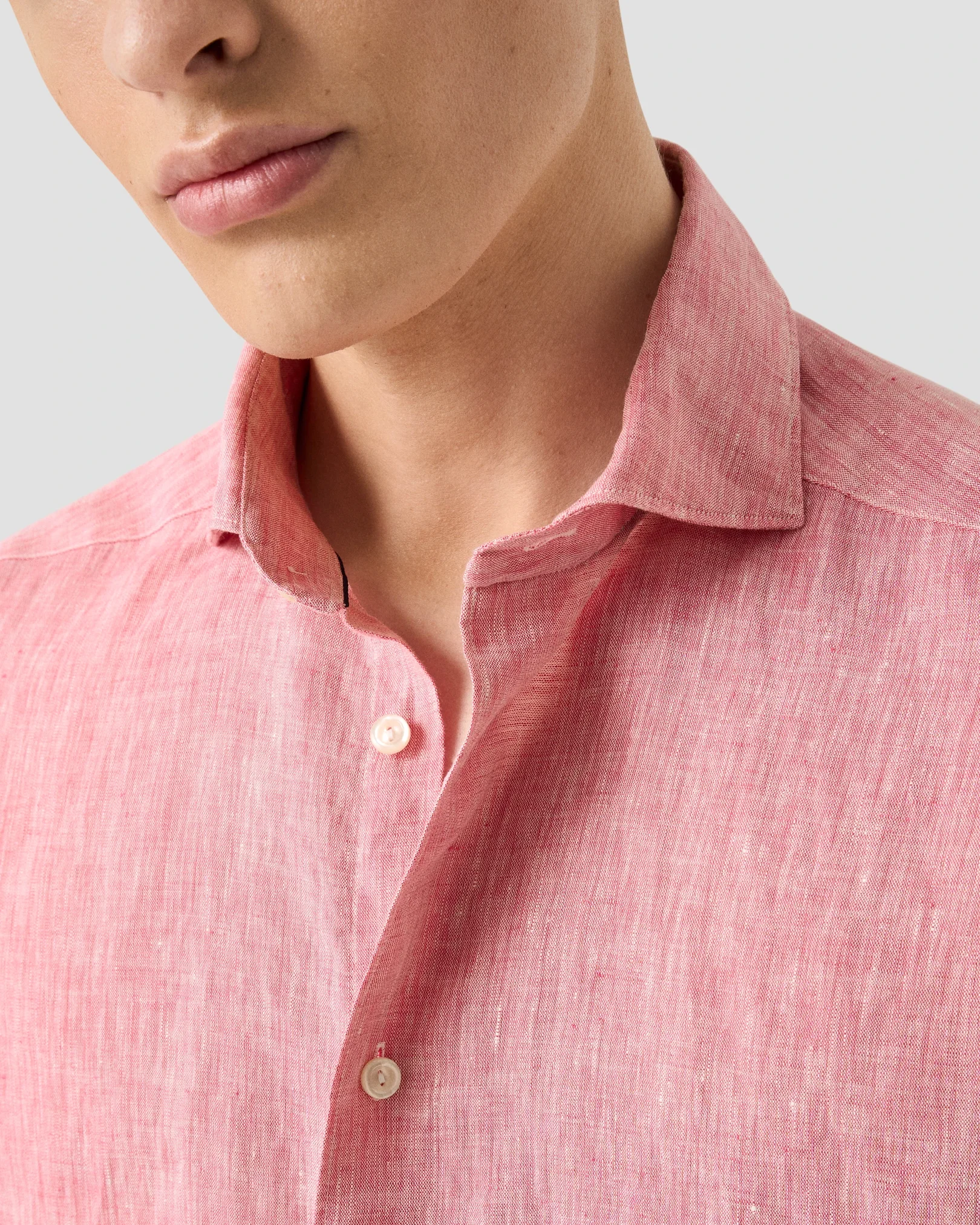 Eton - red solid short sleeve linen shirt