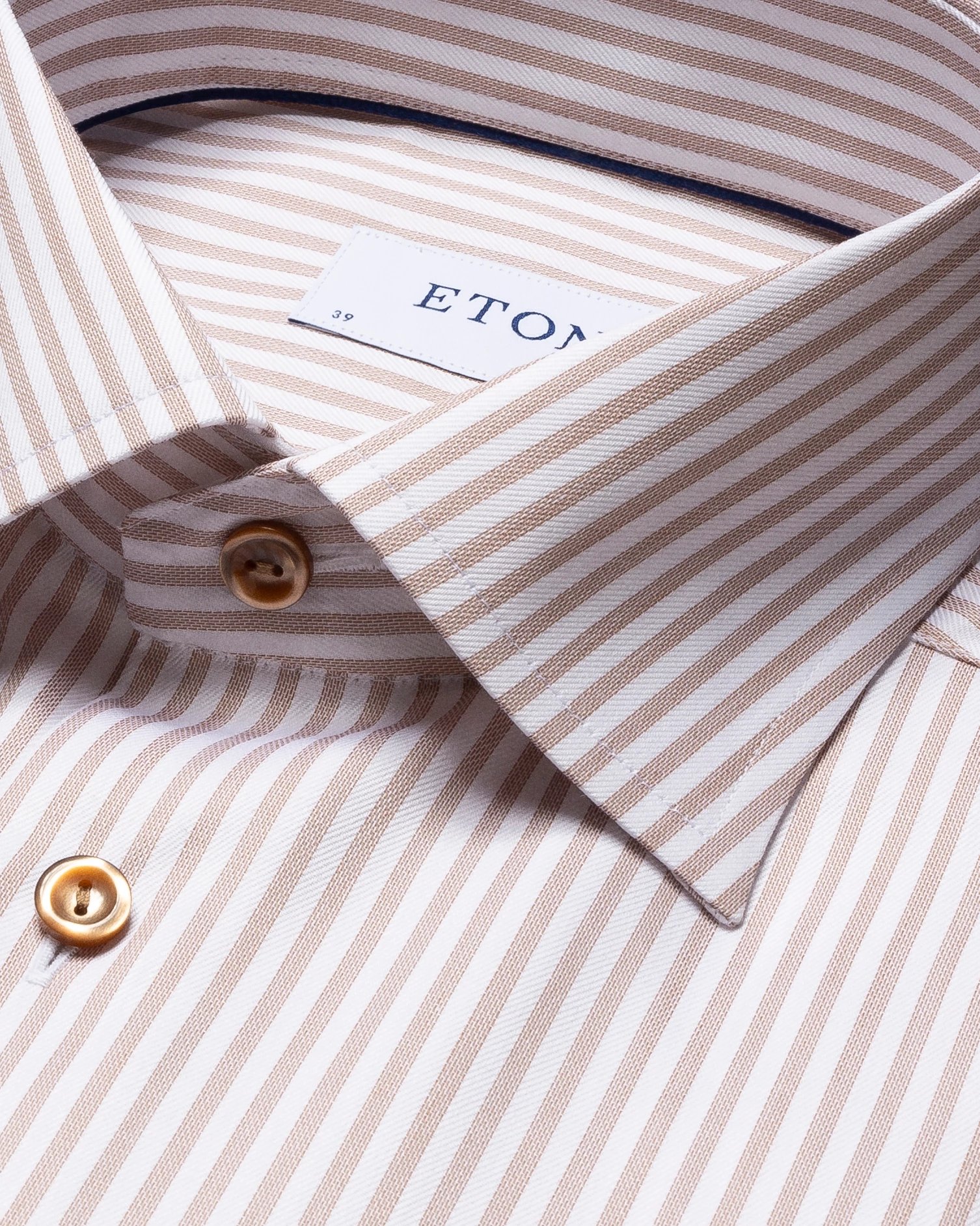 Eton - light brown striped signature twill shirt