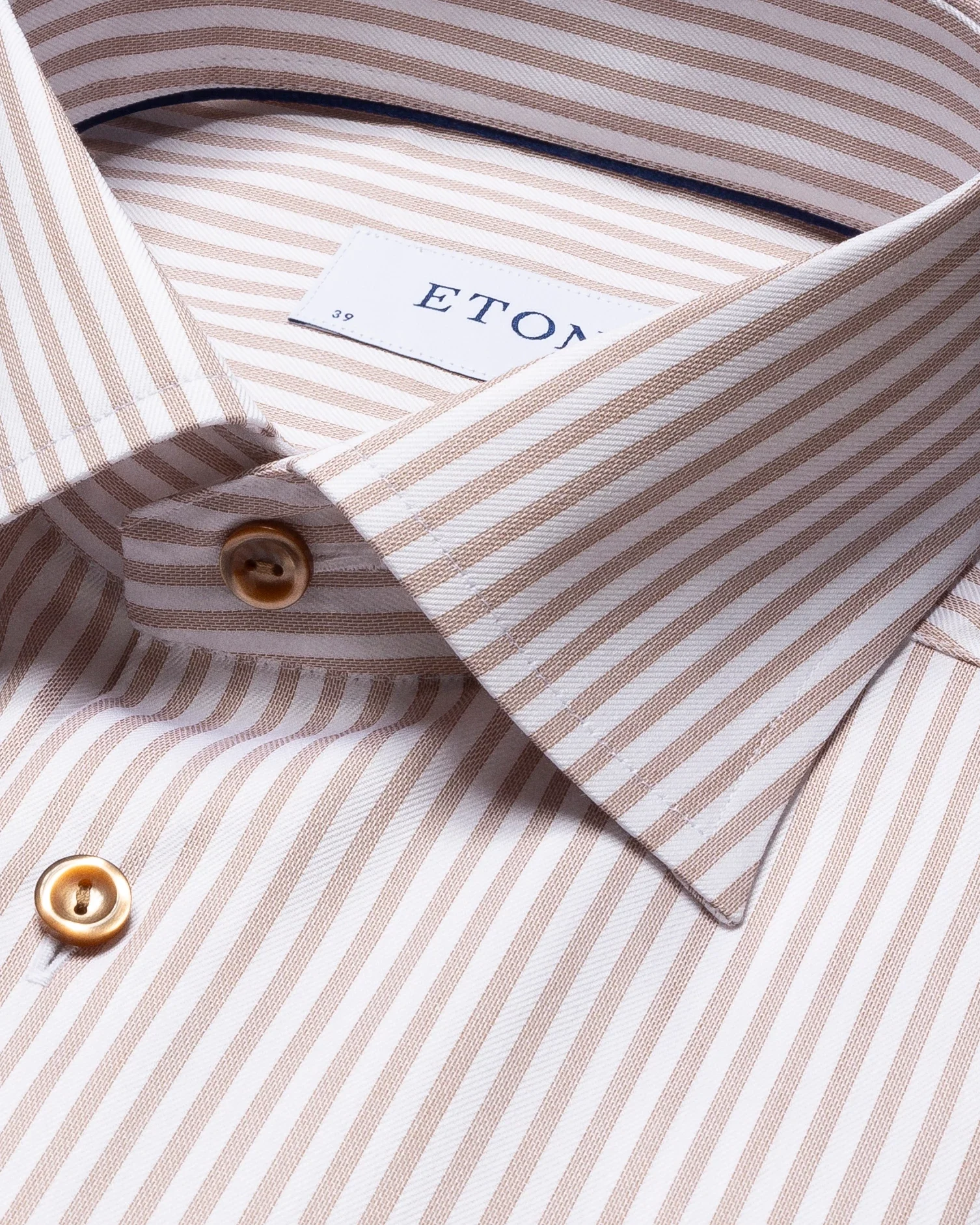 Eton - light brown striped signature twill shirt