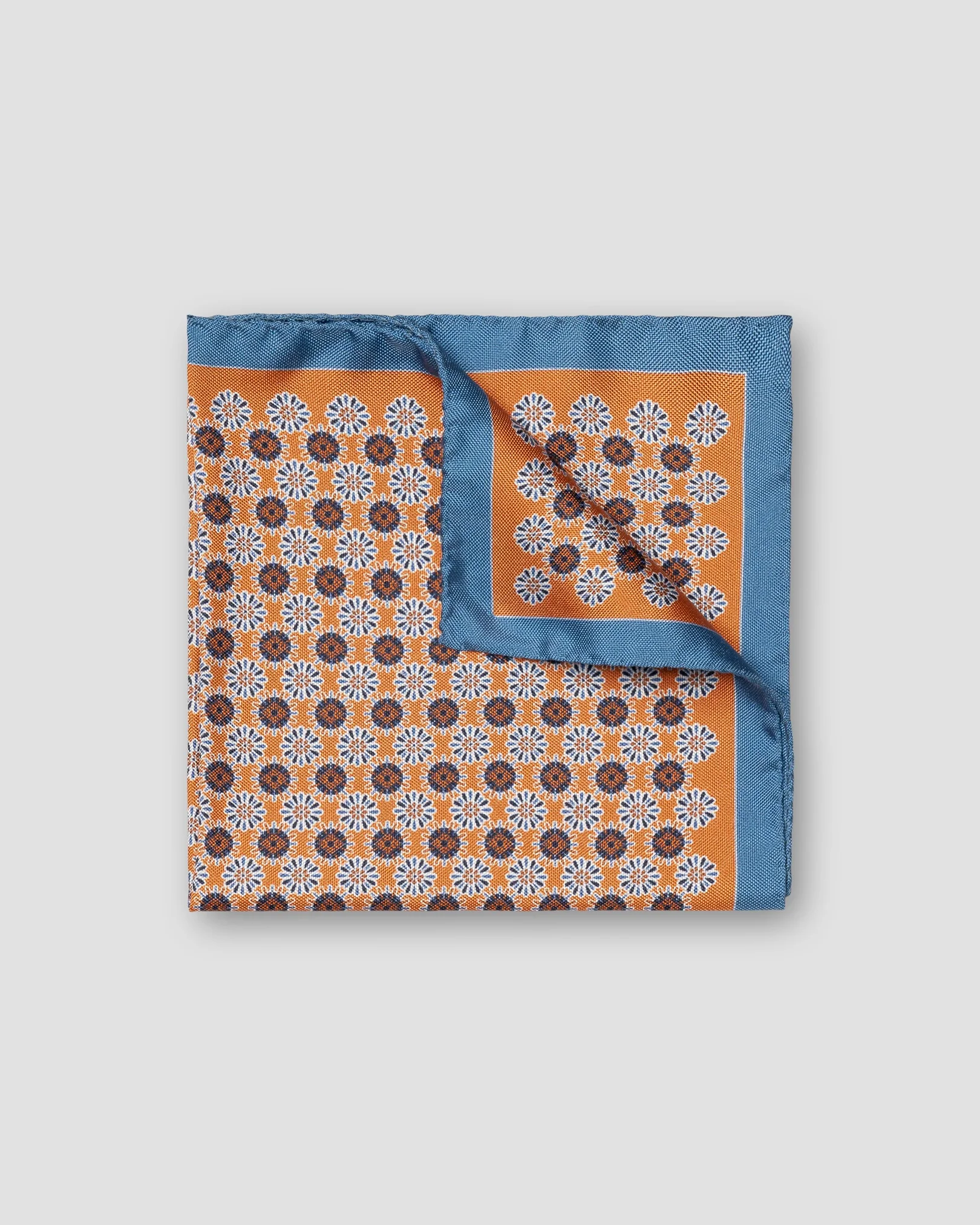 Eton - orange geometric silk pocket square