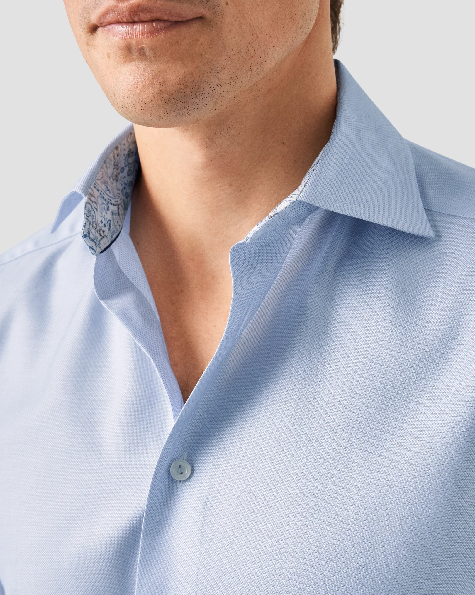 Eton - light blue contrast lyocell shirt