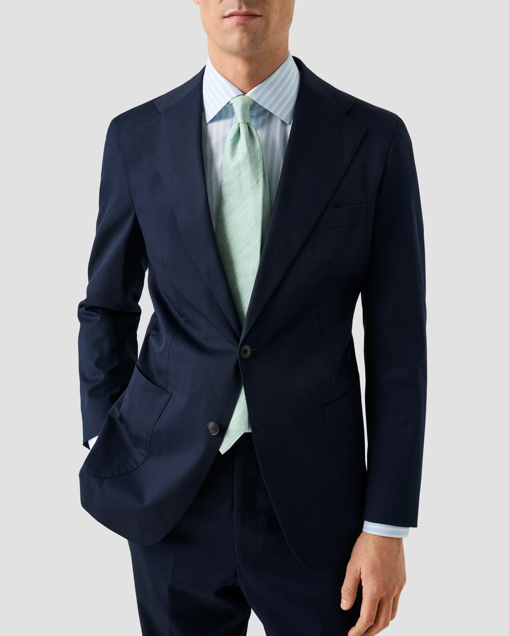 Eton - light blue bengal striped elevated pique shirt