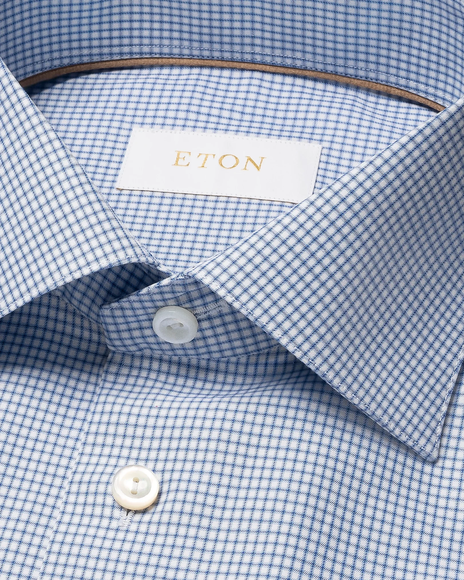 Eton - light blue check elevatedtwill shirt