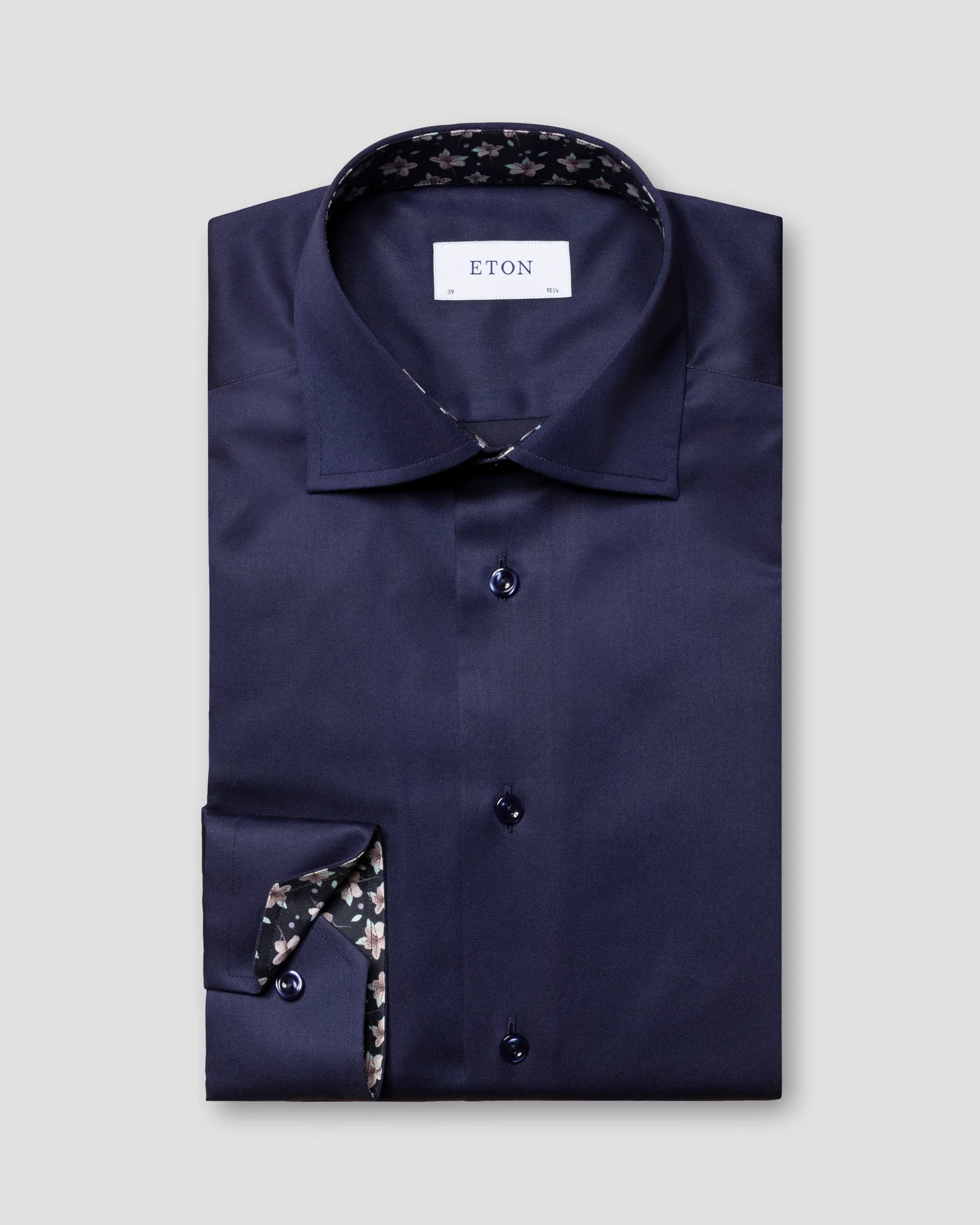 Eton - navy blue signature twill floral details