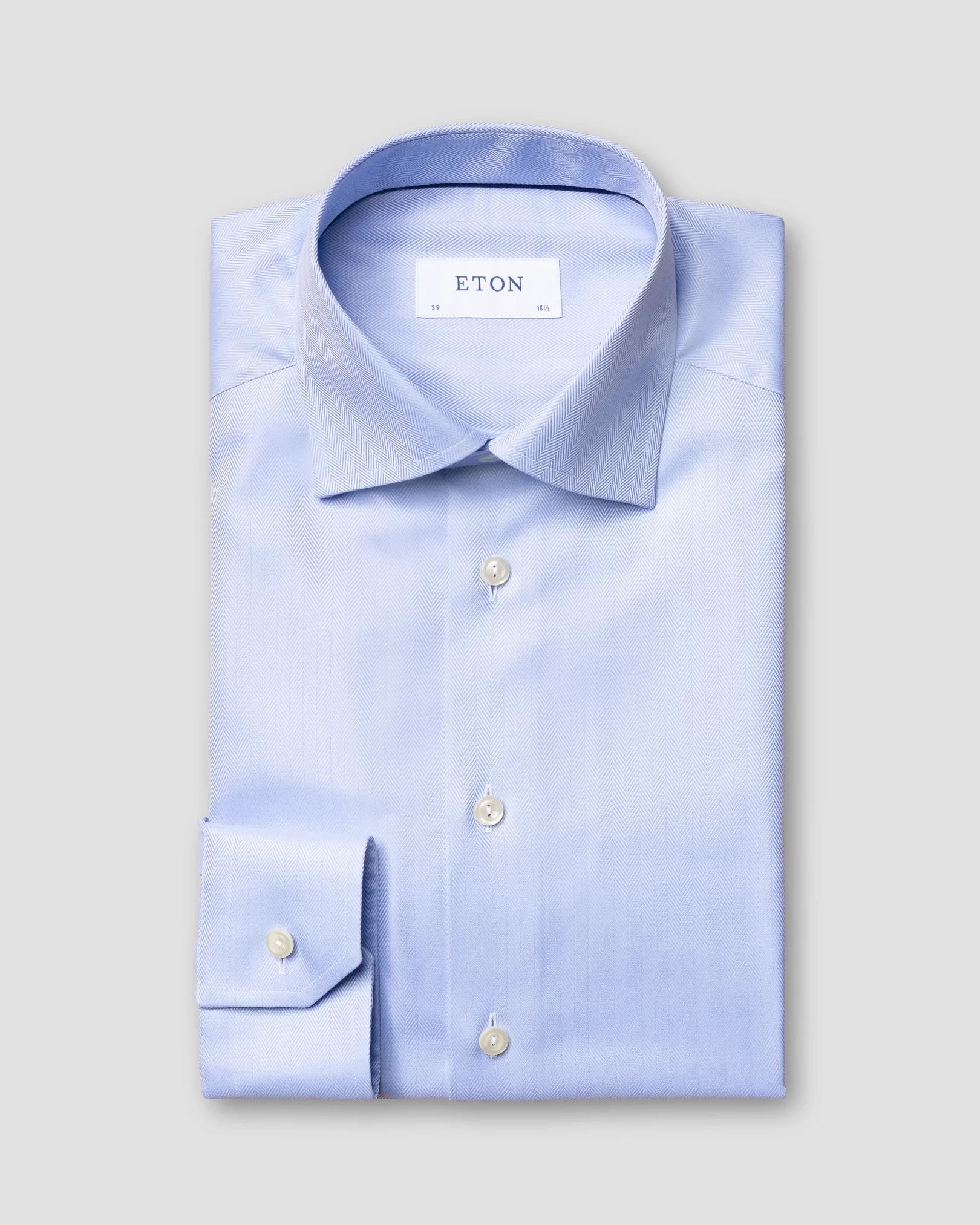 Eton - sky blue herringbone twill shirt