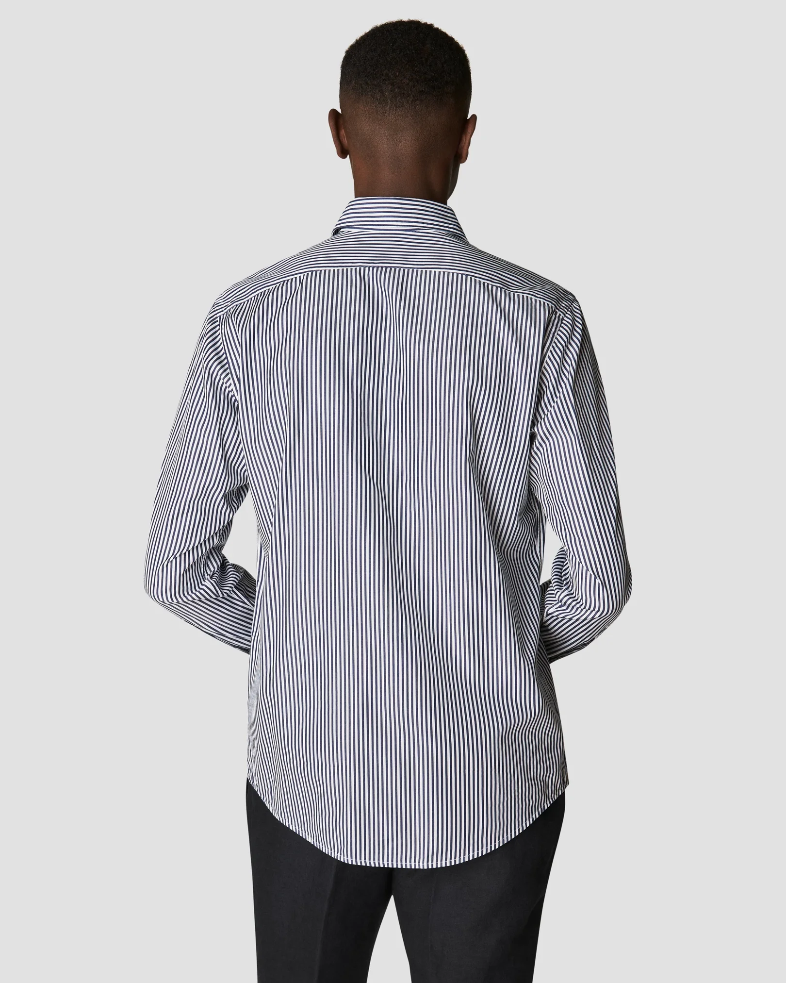 Eton - black twill cotton tencel blend