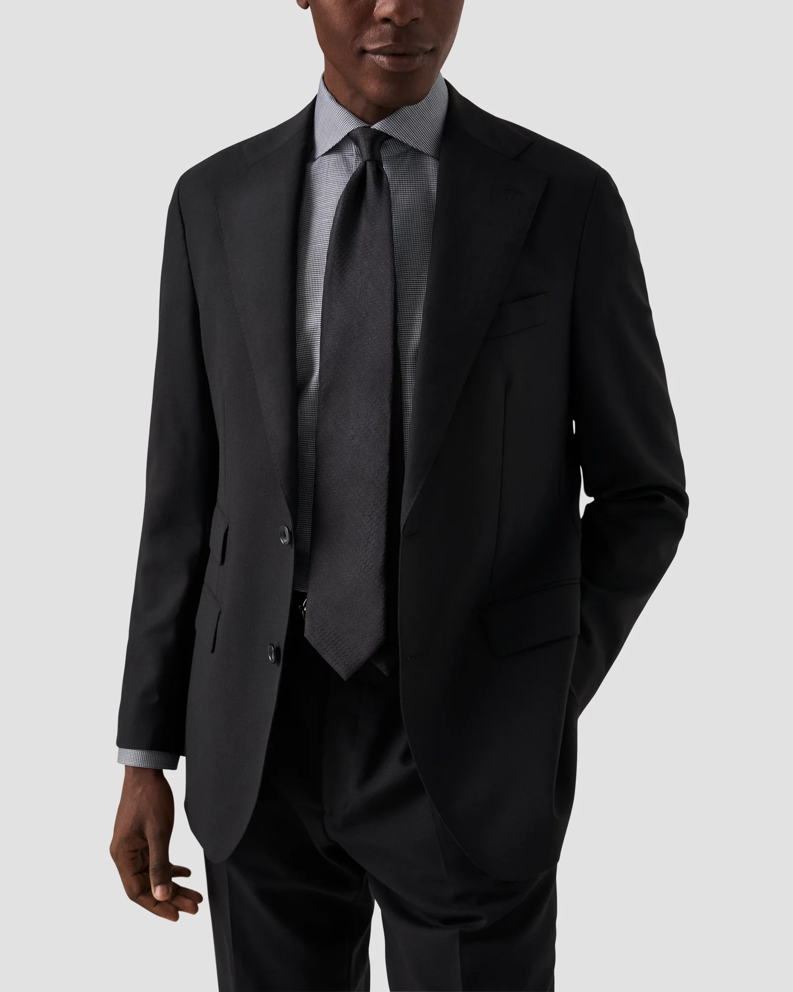 Eton - houndstooth cotton linen shirt