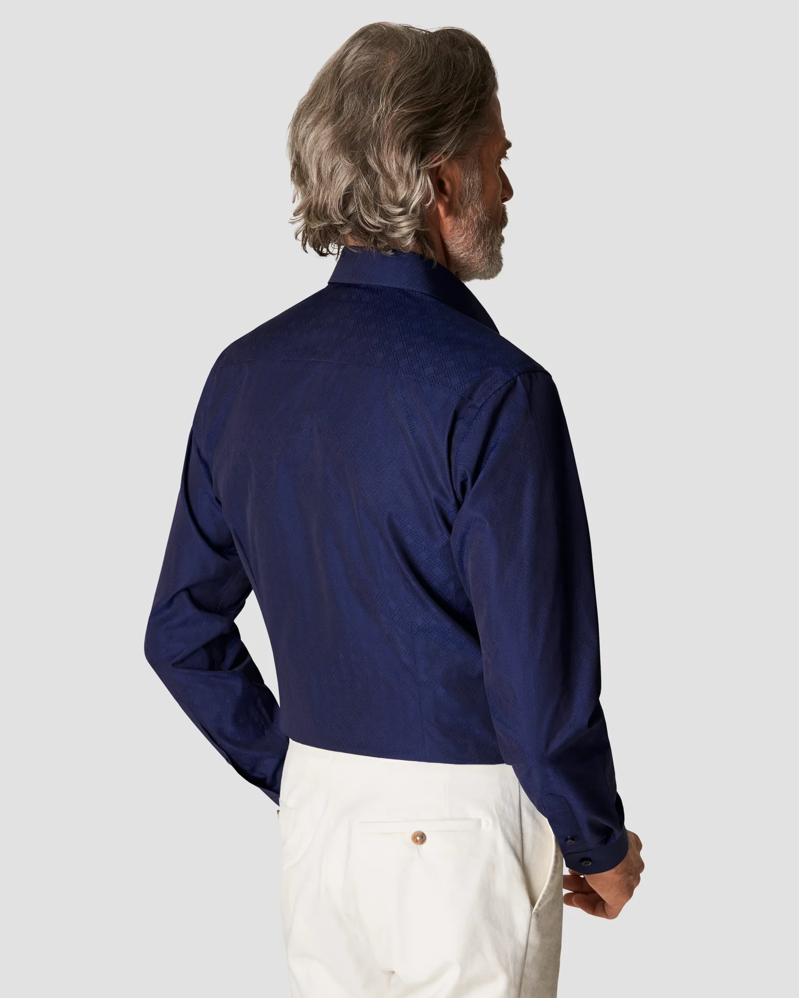 Eton - navy blue jacquard moderate cutaway
