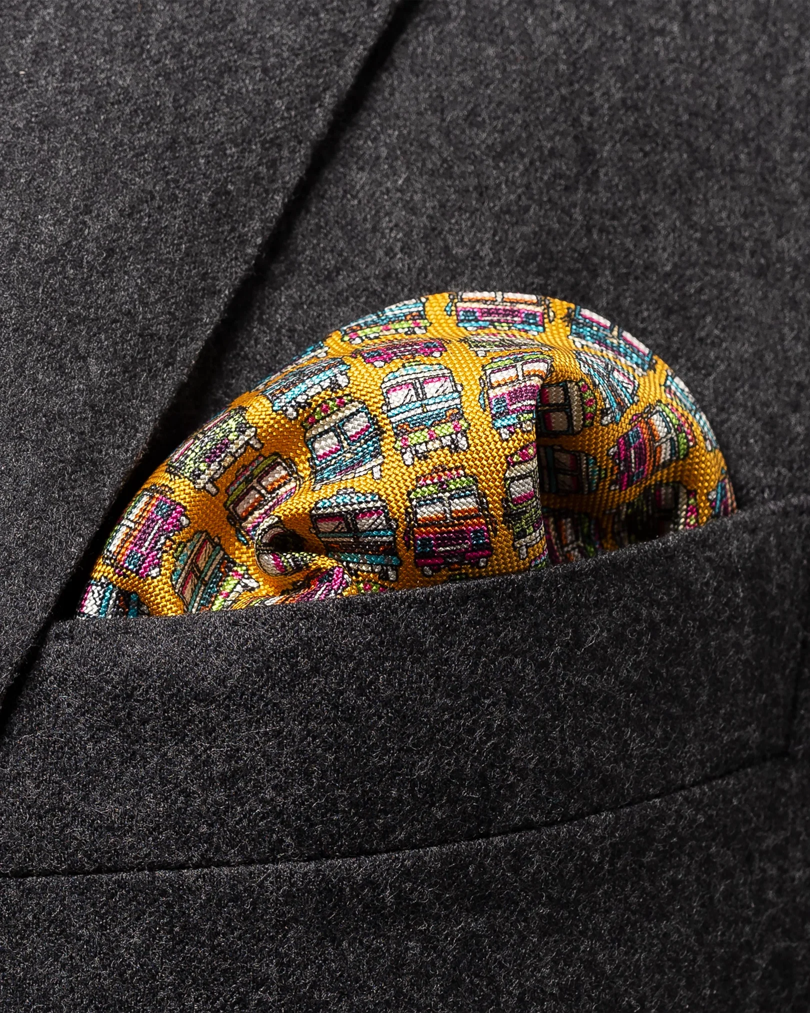 Eton - yellow hippie camper pocket square