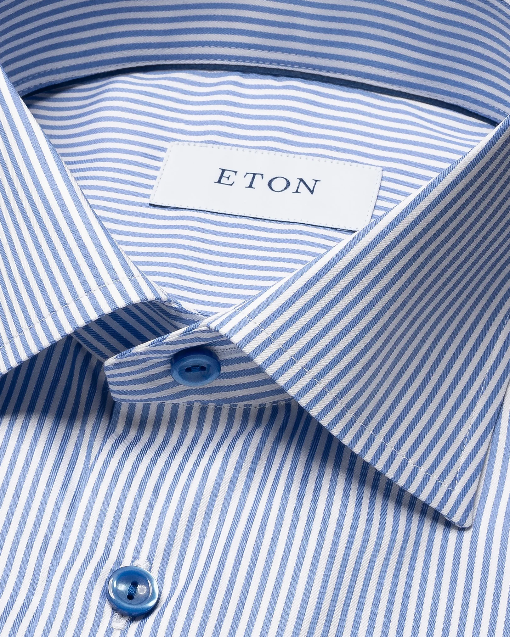 Eton - mid blue striped fine twill shirt