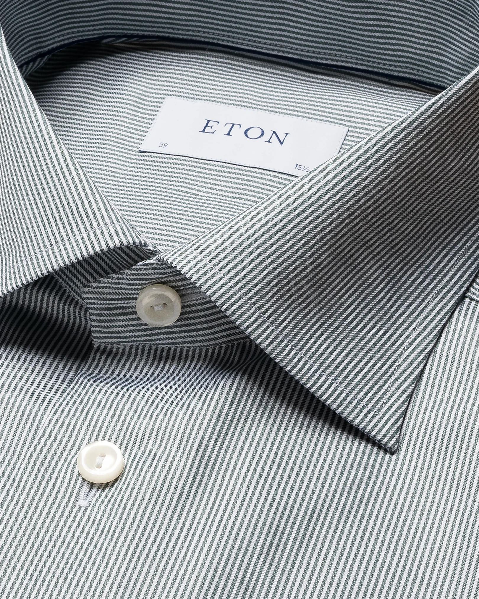Eton - mid green striped twill shirt