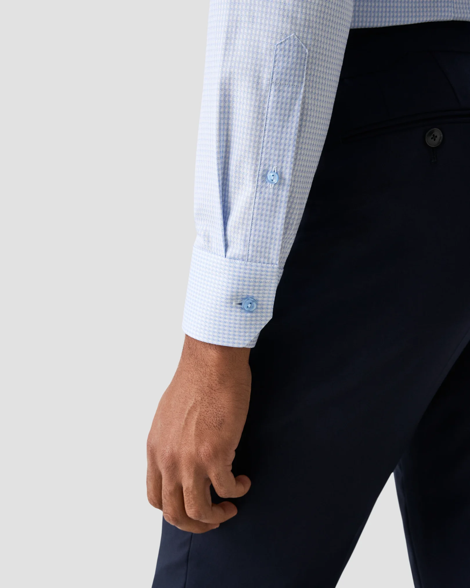 Eton - light blue check signature dobby shirt