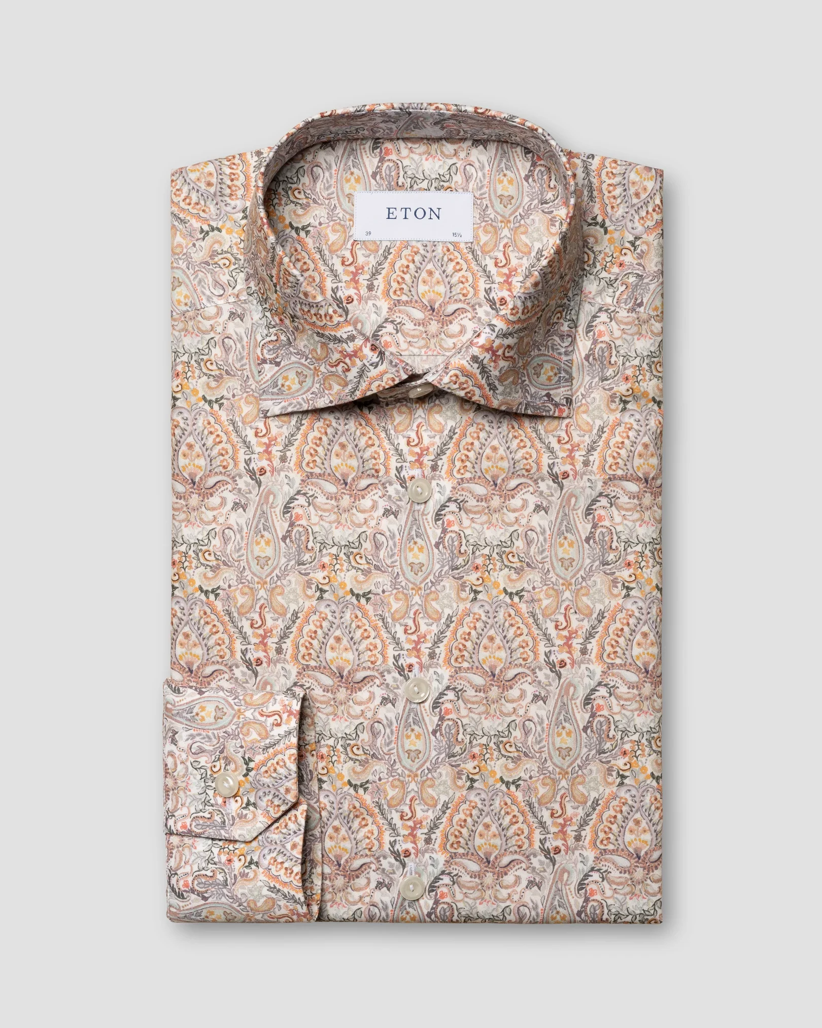 Eton - Orange Paisley Print Cotton-TENCEL™ Lyocell Shirt